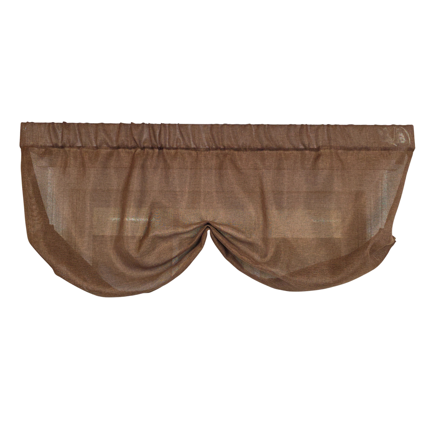 RLF Home Linen Sheer Stationary Balloon Window Valance 100% Cotton Rod Pocket 50" x 17" Brown