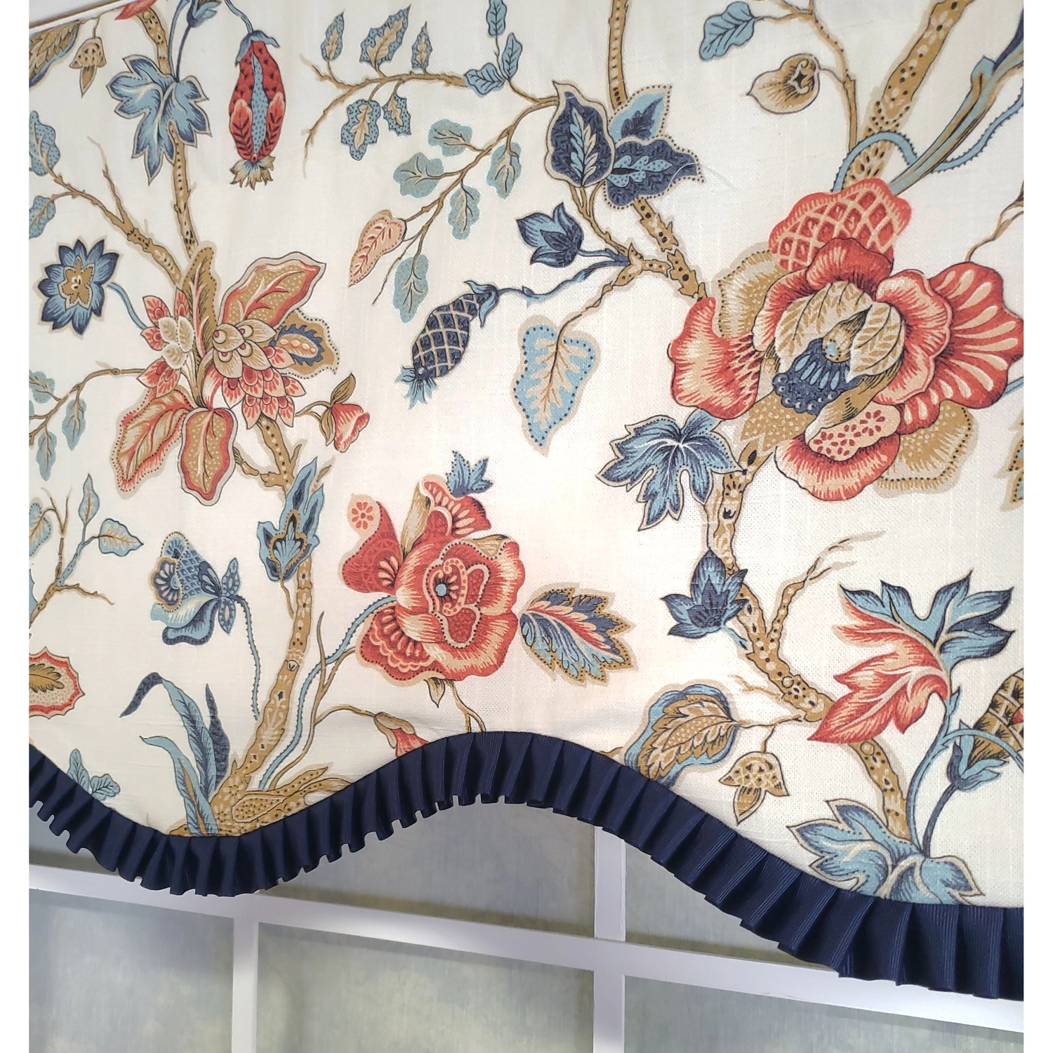 RLF Home Giana Ruffled Provance 100% Cotton 3" Rod Pocket Window Valance 50"x15" Americana