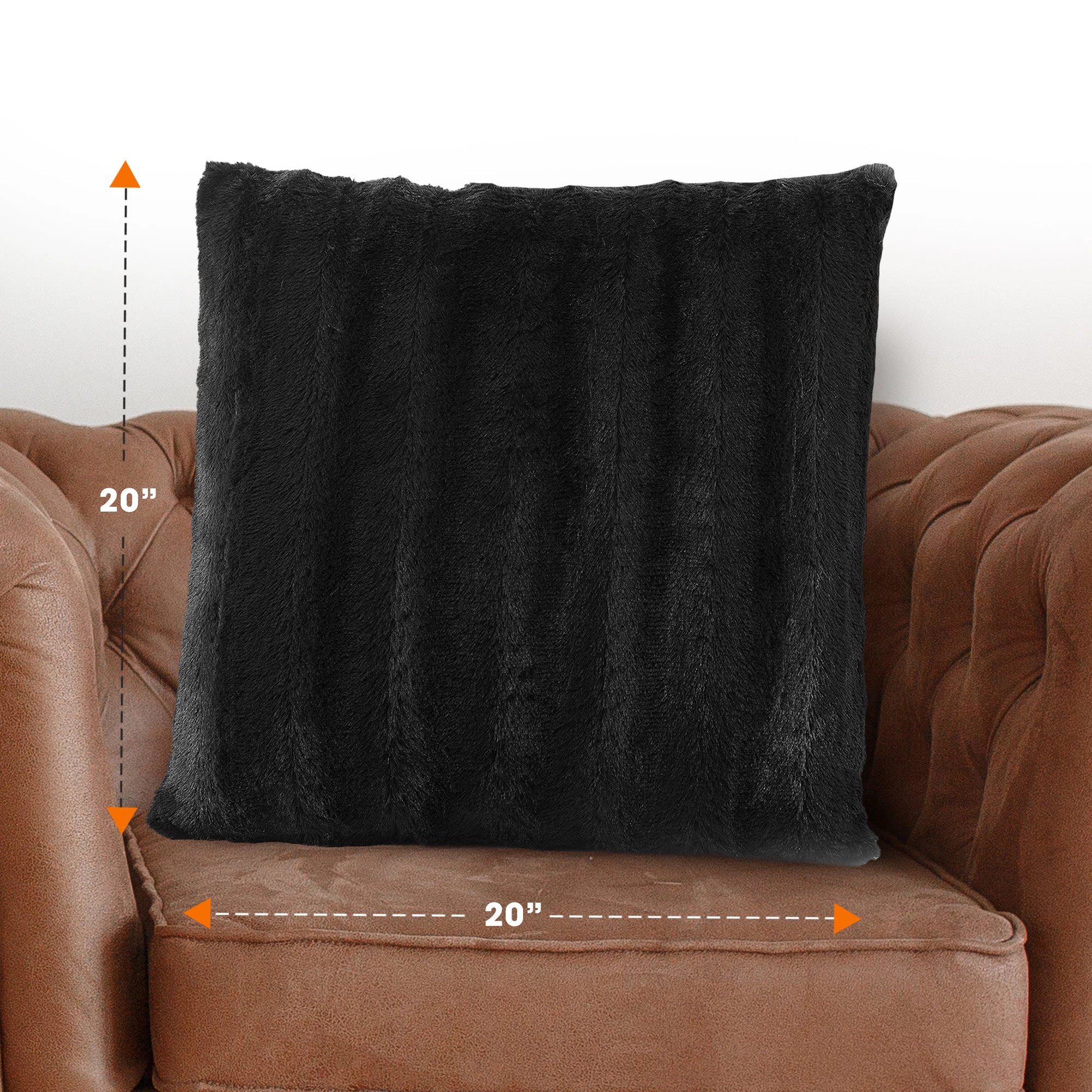 Cheer Collection Faux Fur Throw Pillow Cover 18"x18", Removable Zippered Case