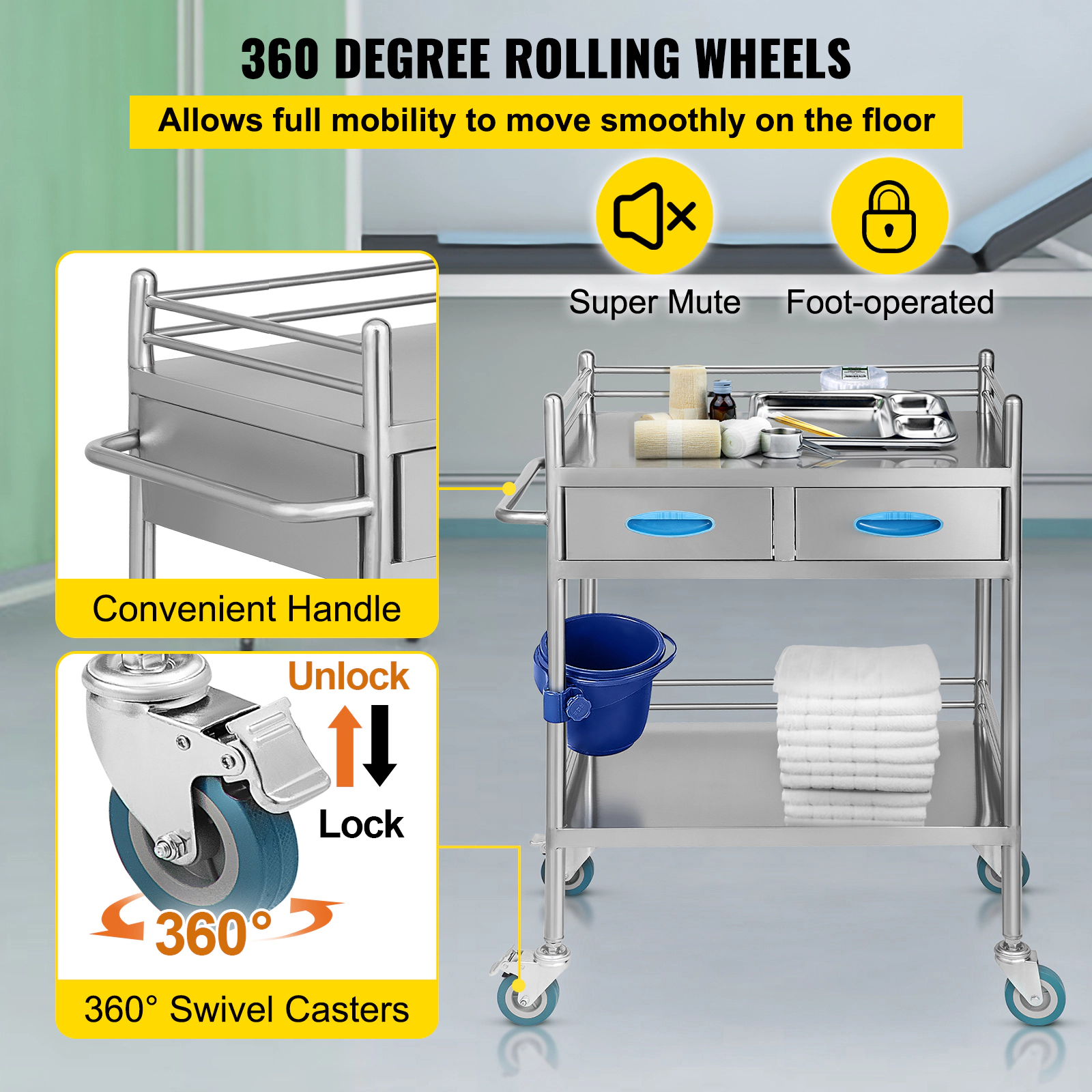 HONGGE Lab Cart Medical Cart with Cart for