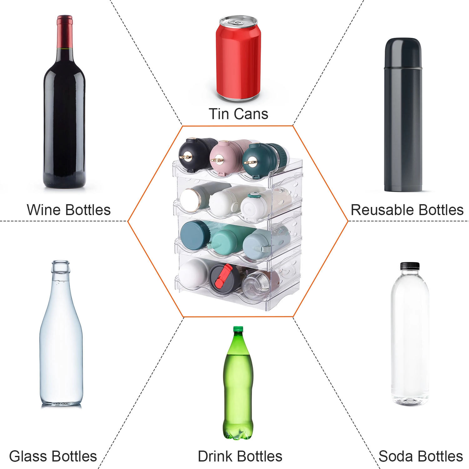 GBruno 4-Tier Stackable Bottle Organizer Holder