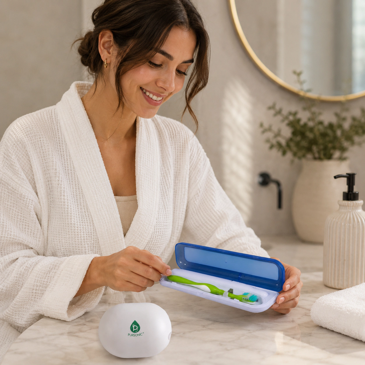 Pursonic Unisex UV Toothbrush Sanitizer Bundle – Portable UV Sterilizer & Rechargeable Toothbrush Cleaner Set