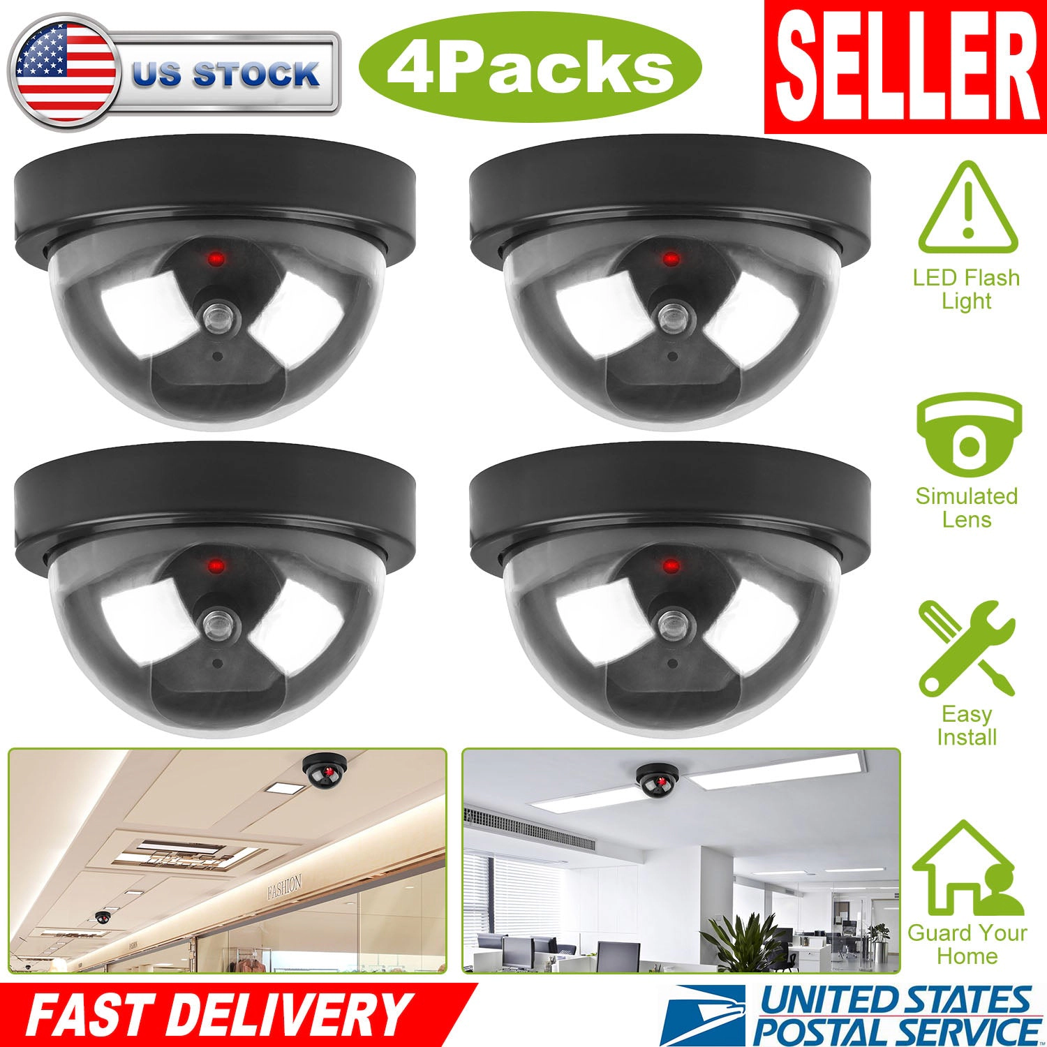 GBruno 4-Piece Dome Dummy Security Camera Set