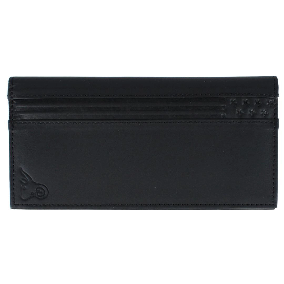 CTM RFID Leather Checkbook Cover with American Flag Detail