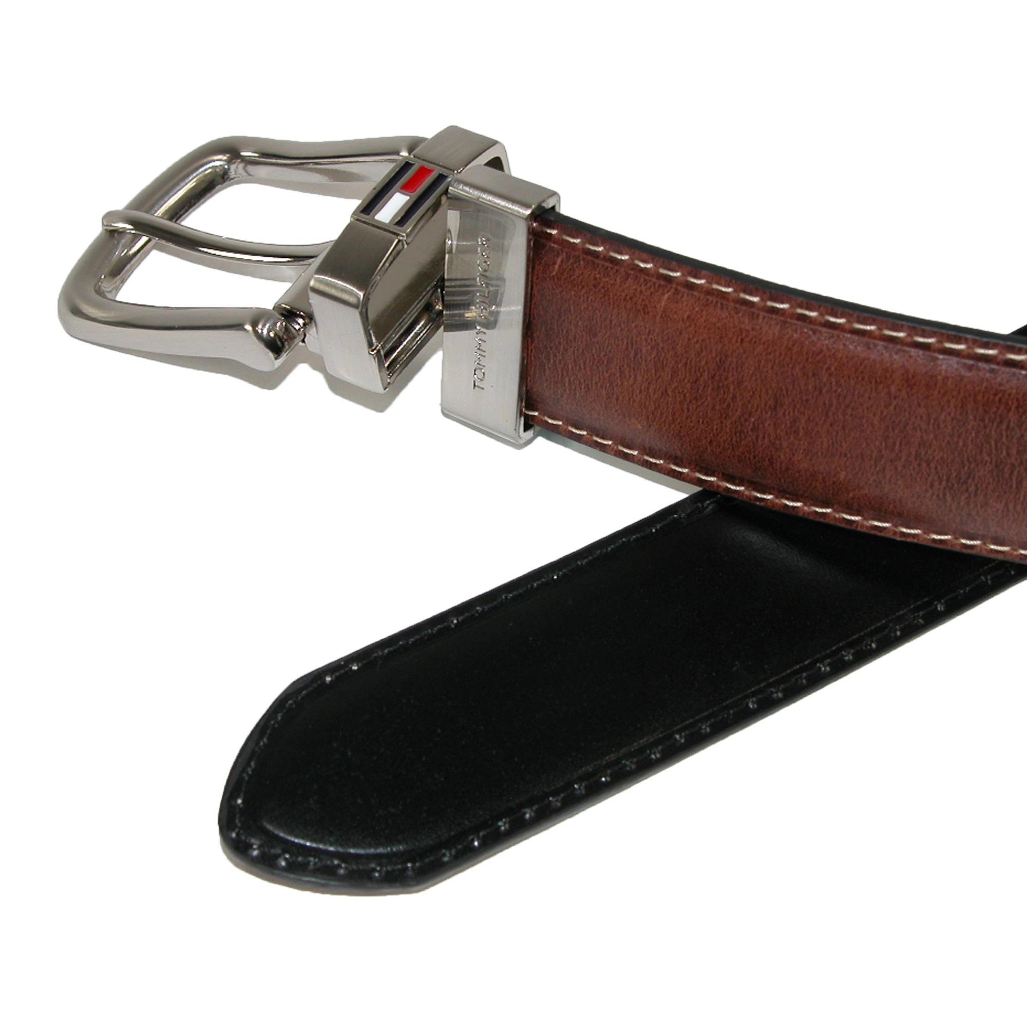 Tommy Hilfiger Men's Leather Reversible Belt with Flag Logo
