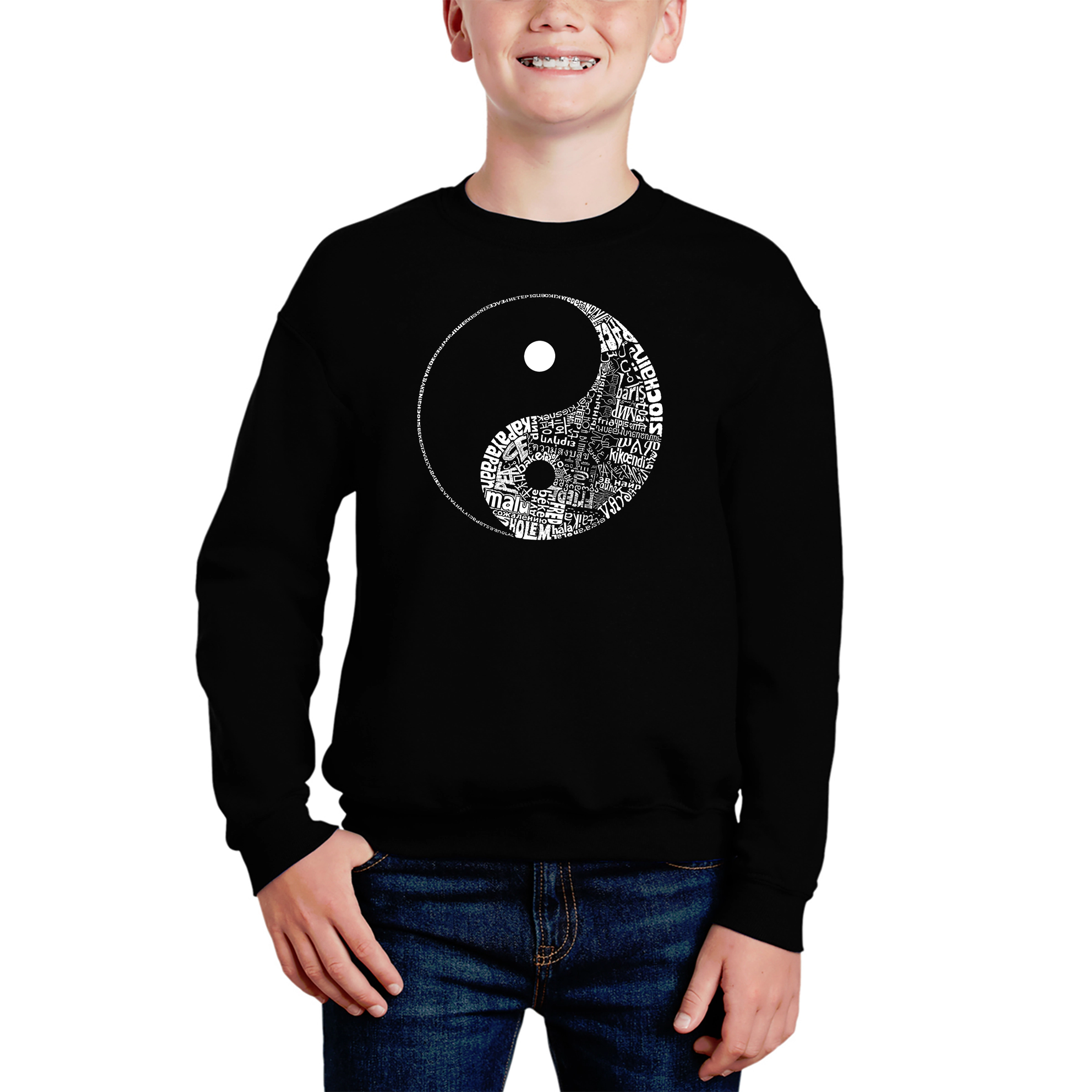 LA Pop Art Boy's Word Sweatshirt - Yin Yang