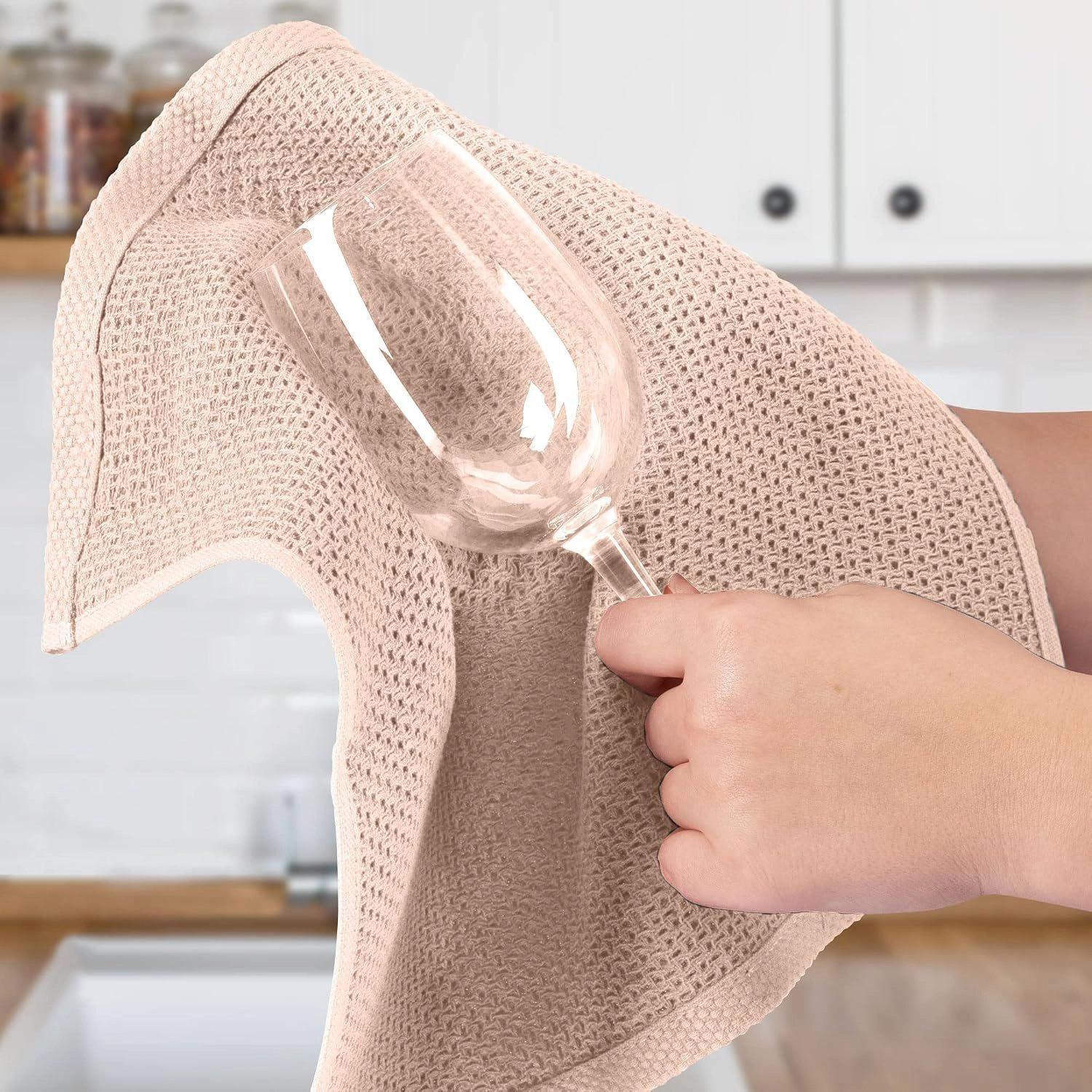Zulay Kitchen Reusable Towels 3 Pack 100% Cotton Waffle Weave - 12x12” Super Absorbent Dish