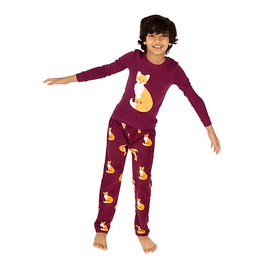 Leveret Toddler/Kids Cotton Top & Fleece Pants Animal Pajama Set