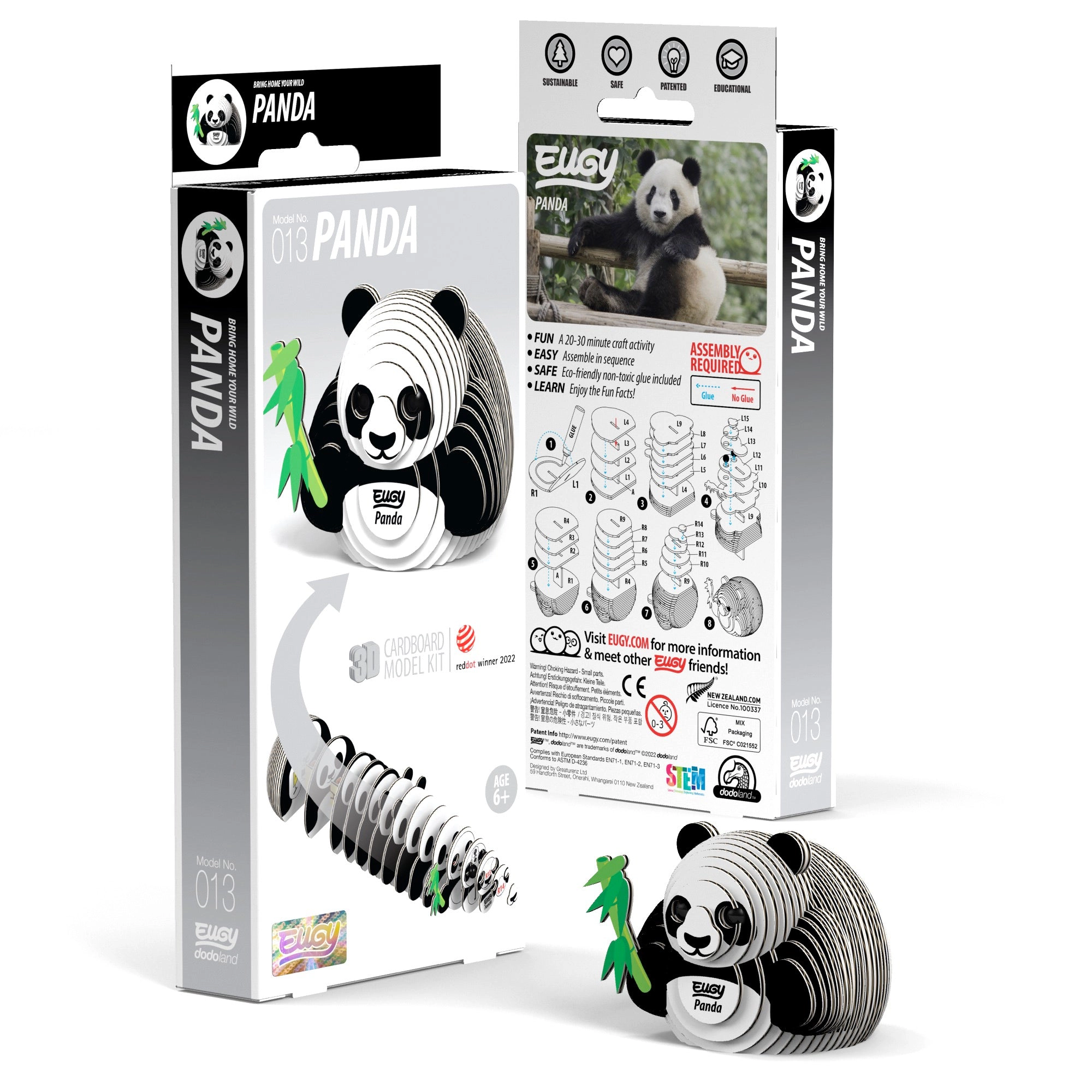 EUGY Panda 3D Puzzle - contains 29 puzzle pieces
