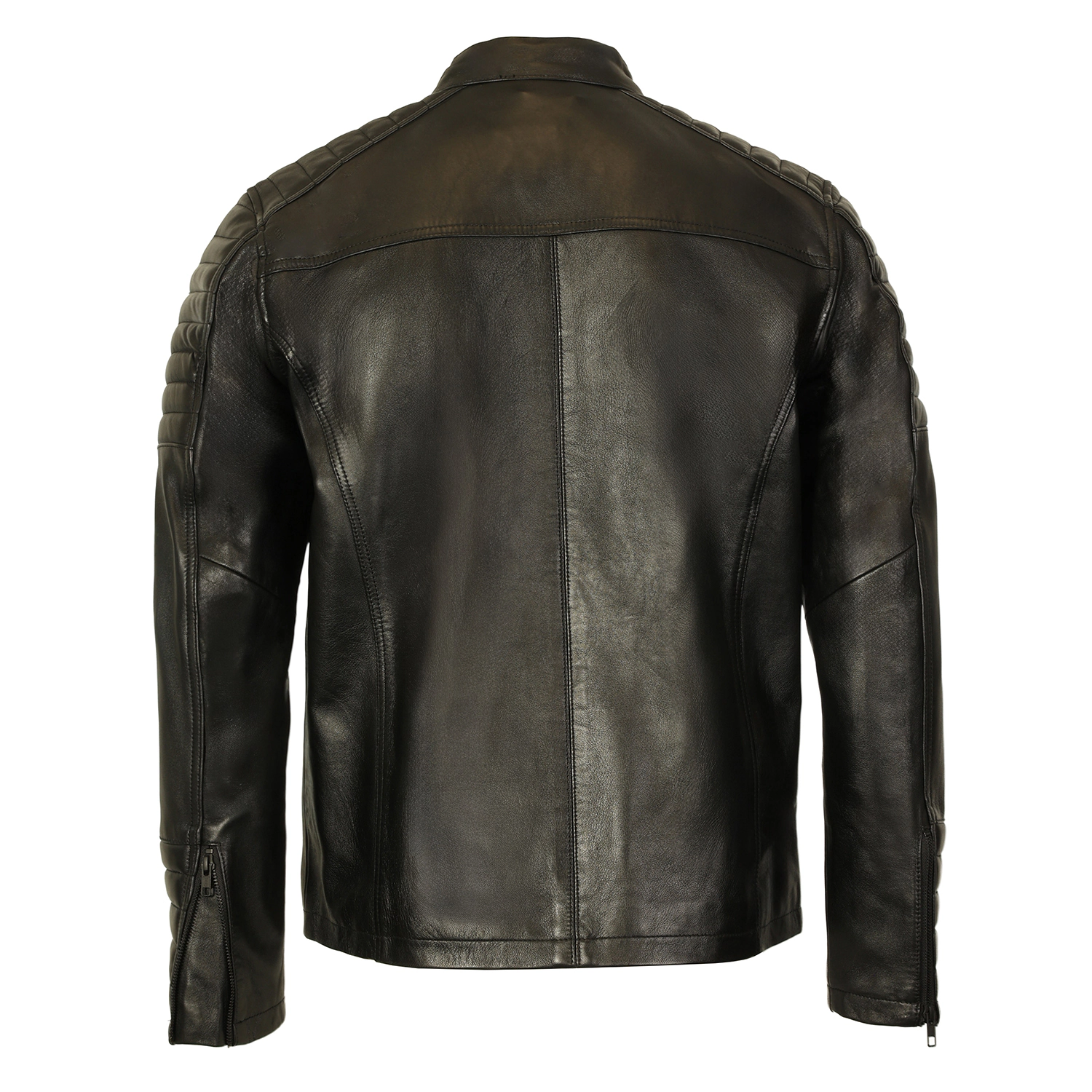 Gioberti Men's Stand Collar Motorcycle Leather Bomber Jacket