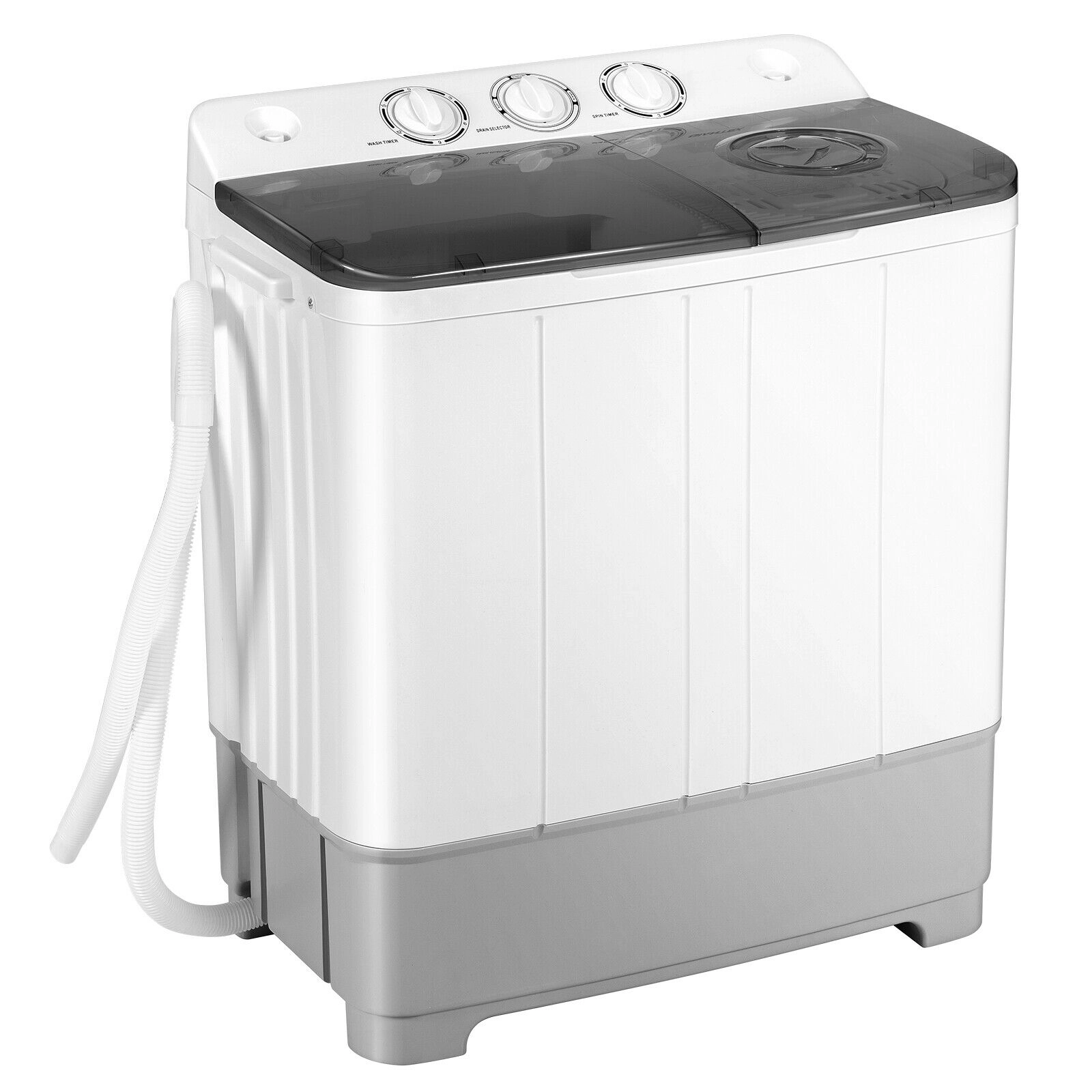 SUGIFT 2-in-1 Twin Tub Portable Washing Machine 22-lb Capacity with Timer Control Gray