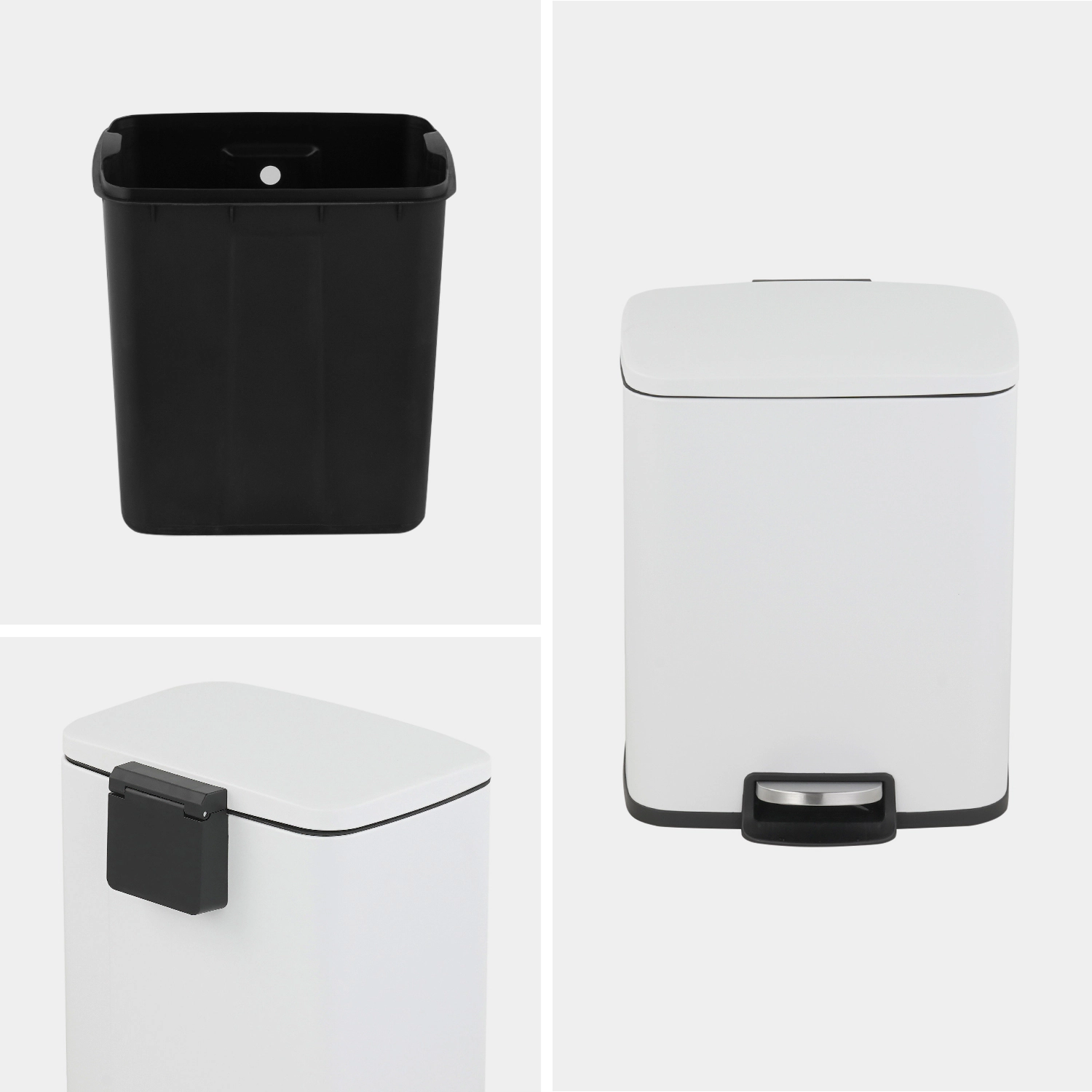 Innovaze 5.3 Gal./20 Liter Rectangular  Stainless-Steel-Made  Matt White Step-on Trash Can for Kitchen