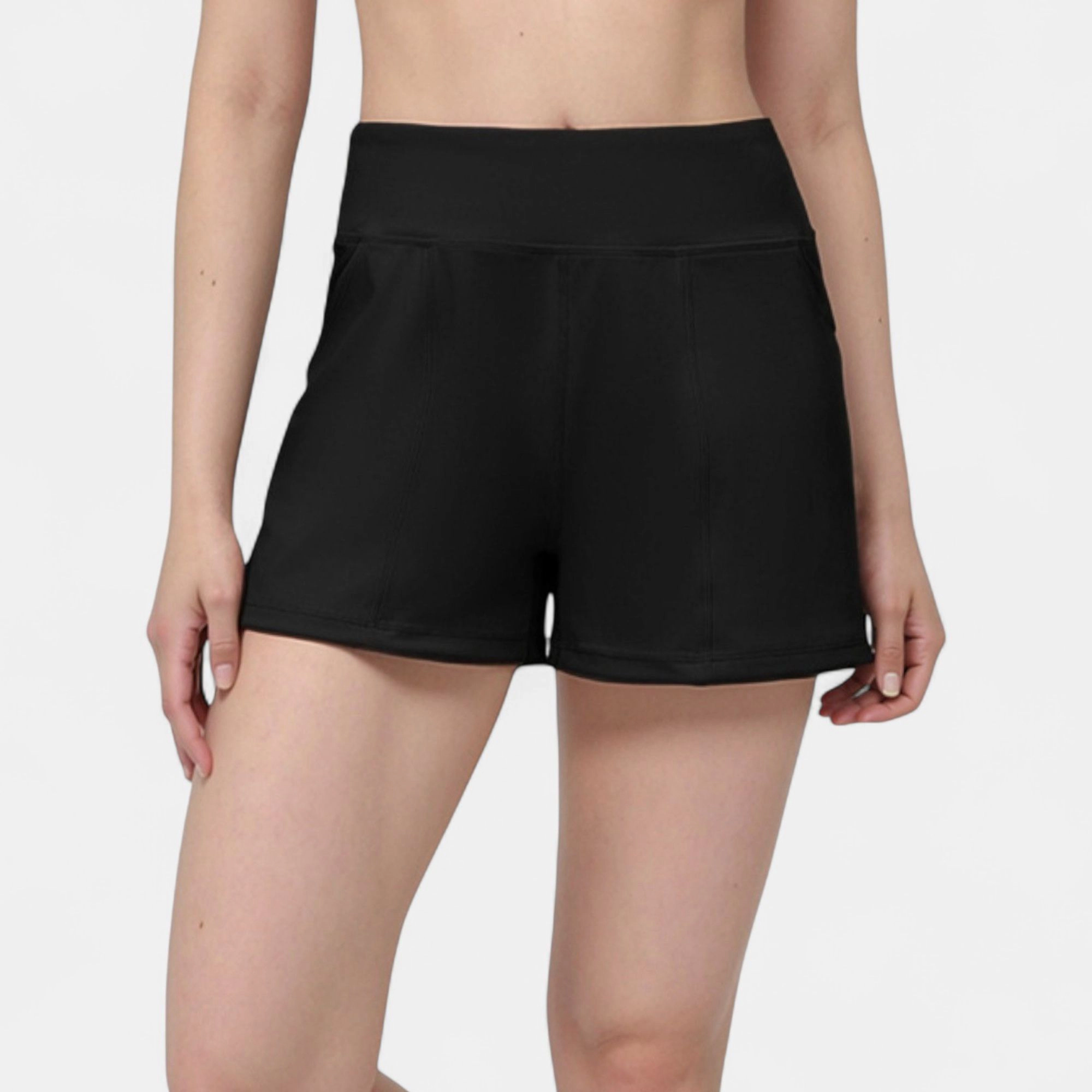 Anna-Kaci Women's High Waist Performance Shorts with Wide Waistband and Side Pockets for Active Comfort