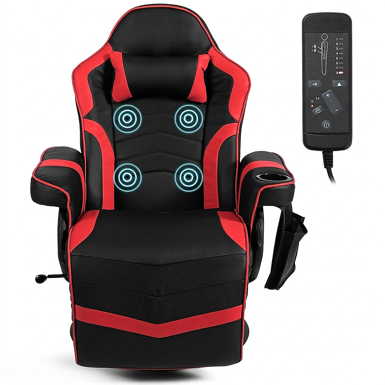 SUGIFT Ergonomic High Back Massage Gaming Chair with Pillow 264.5-lb Capacity Red