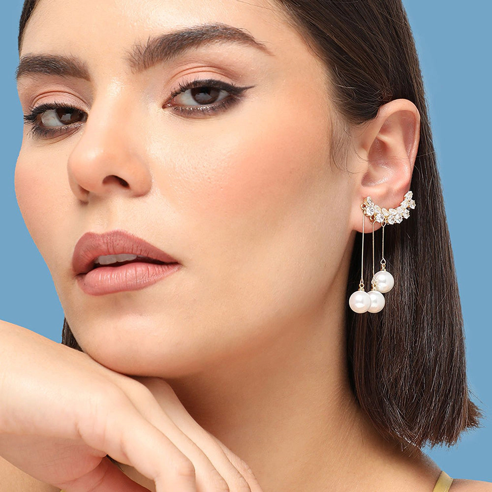 SOHI Women's White Drop Earrings