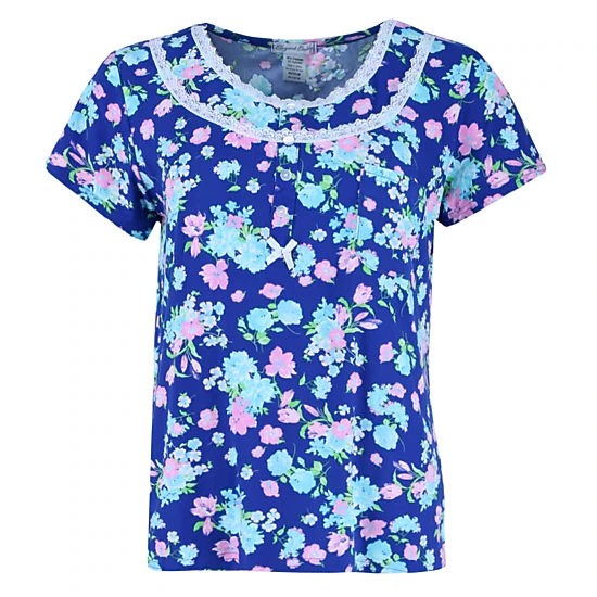 Elegant Emily Women's Blue Floral Capri Sleep Set