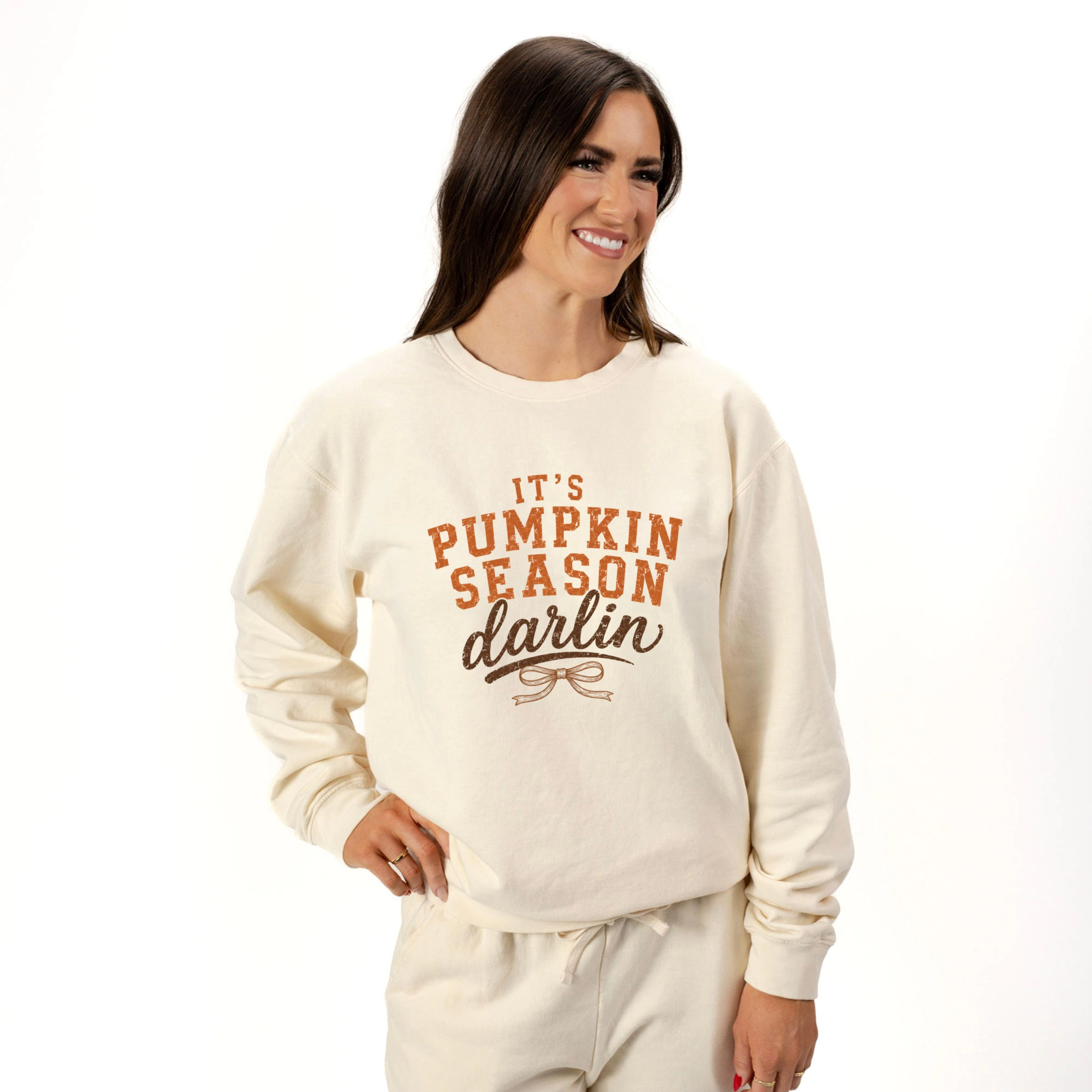 Simply Sage Market - Women's Lightweight Garment Dyed Sweatpants Set Pumpkin Season Darlin
