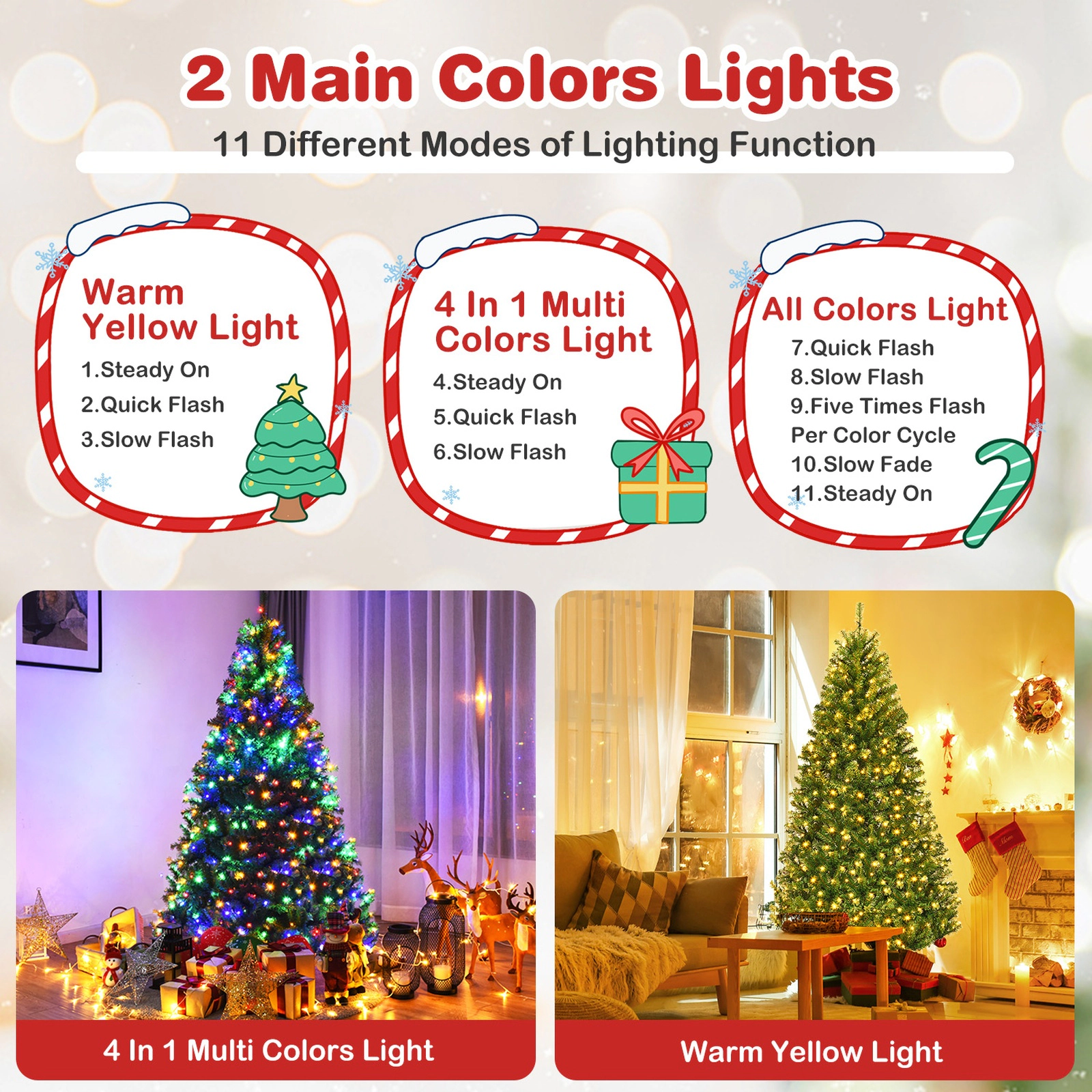 SUGIFT Dense PVC Hinged Artificial Christmas Tree 6-ft Tall with 1000 Tips 350 LED Lights and Metal Stand Green