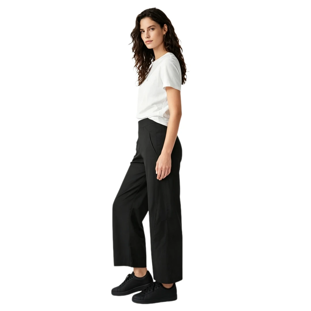 Coolmee Womens Elastic Waist Ankle Pants Casual High Rise Baggy Tapered Barrel Trousers