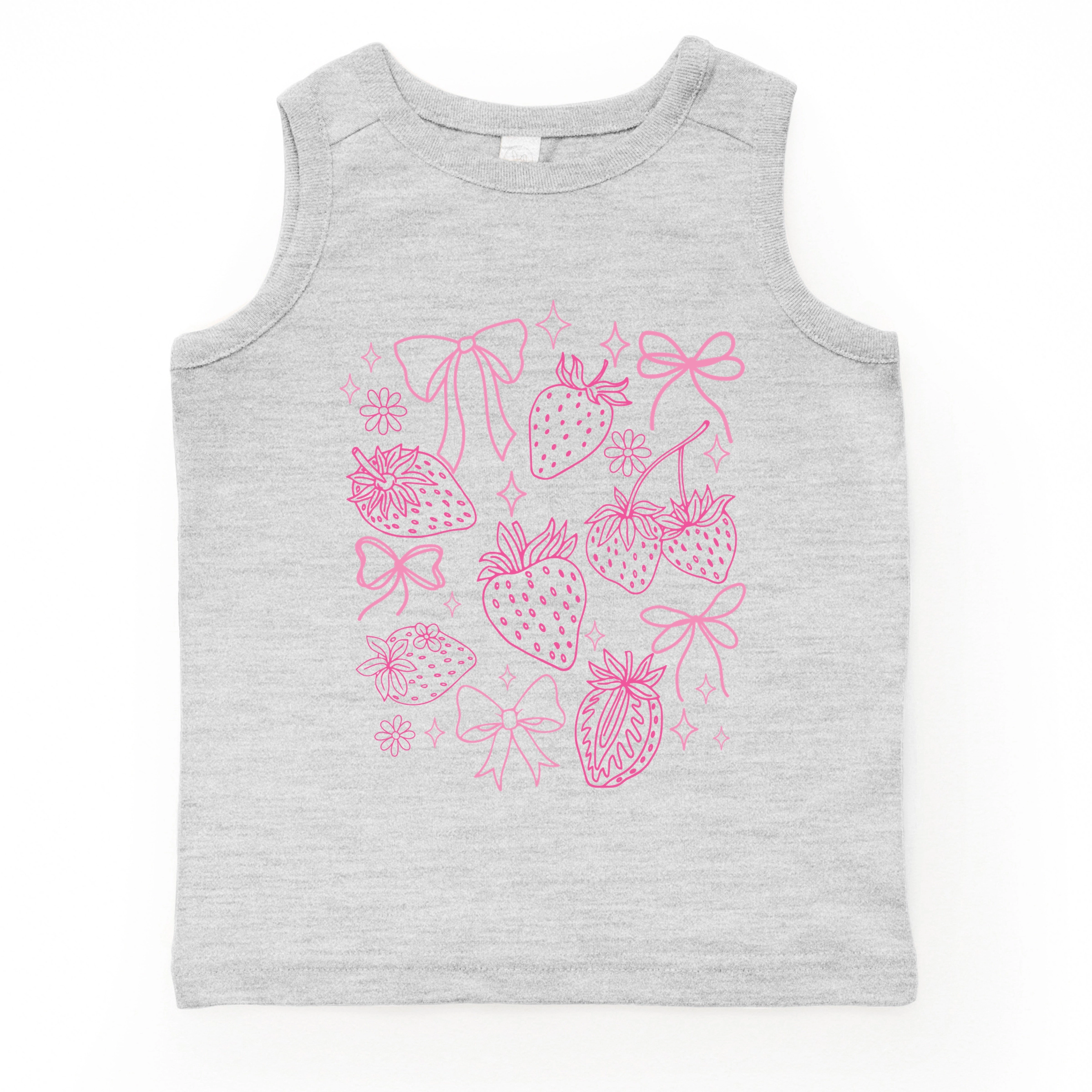 The Juniper Shop - Coquette Strawberries Outlined Toddler Graphic Tank