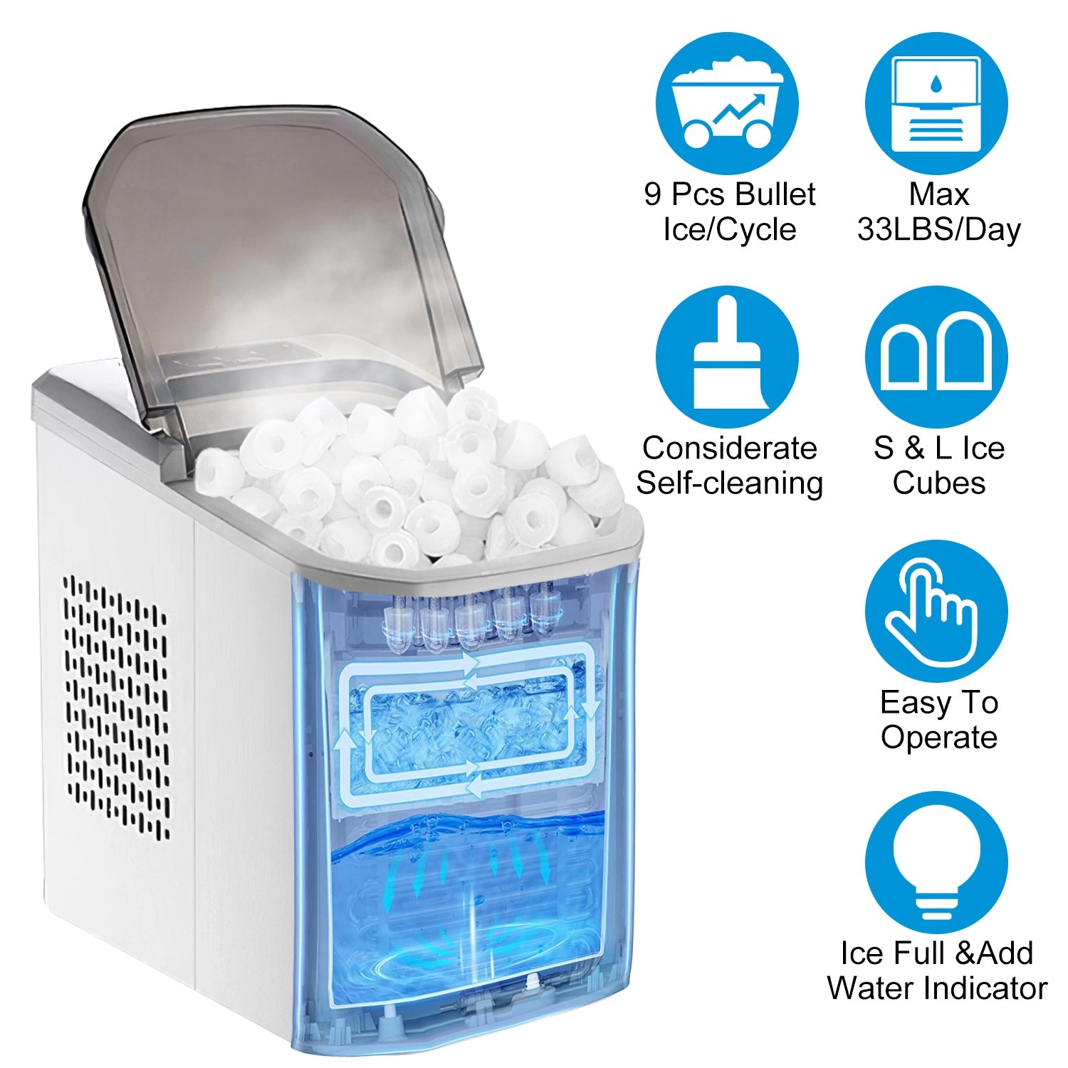 GBruno Self-Cleaning Countertop Ice Maker