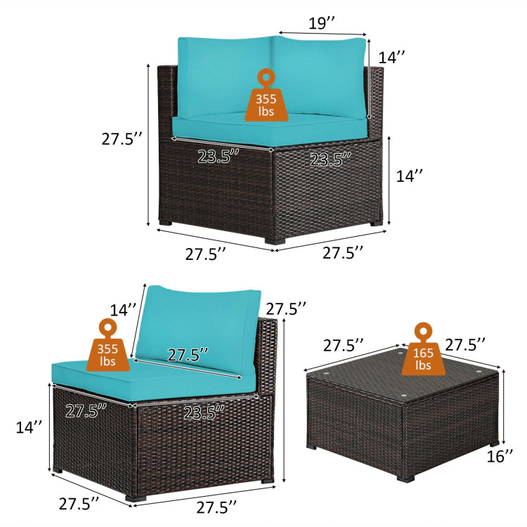 Hivvago 6 Pieces Patio Furniture Sofa Set With Cushions For Outdoor