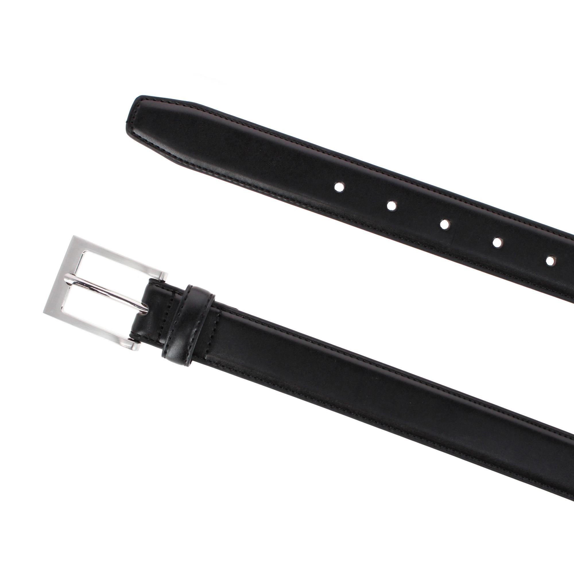 CTM Men's Leather 1 1/8 Inch Basic Dress Belt with Silver Buckle