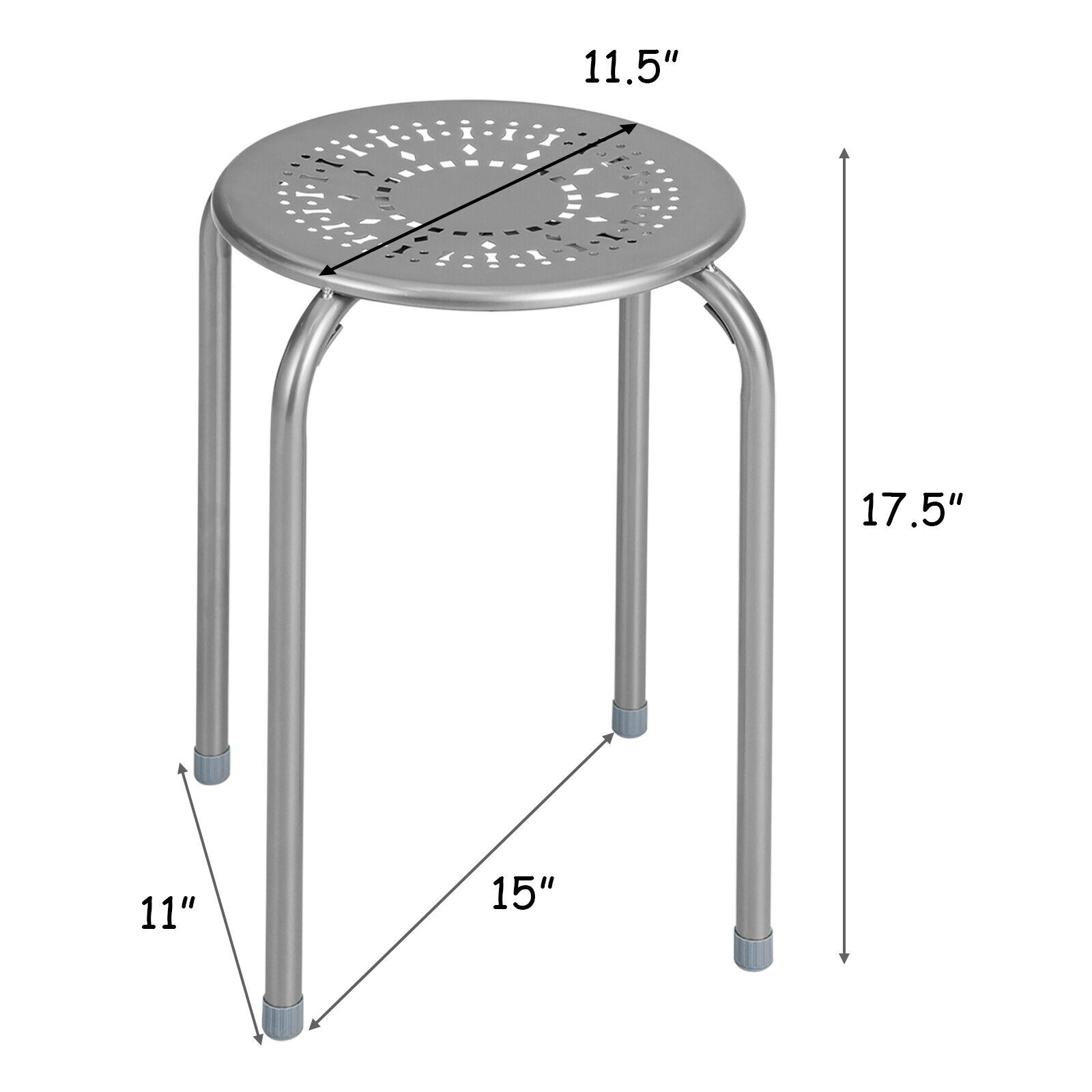 SlickBlue Unisex 6-Pack Stackable Daisy Design Metal Stools