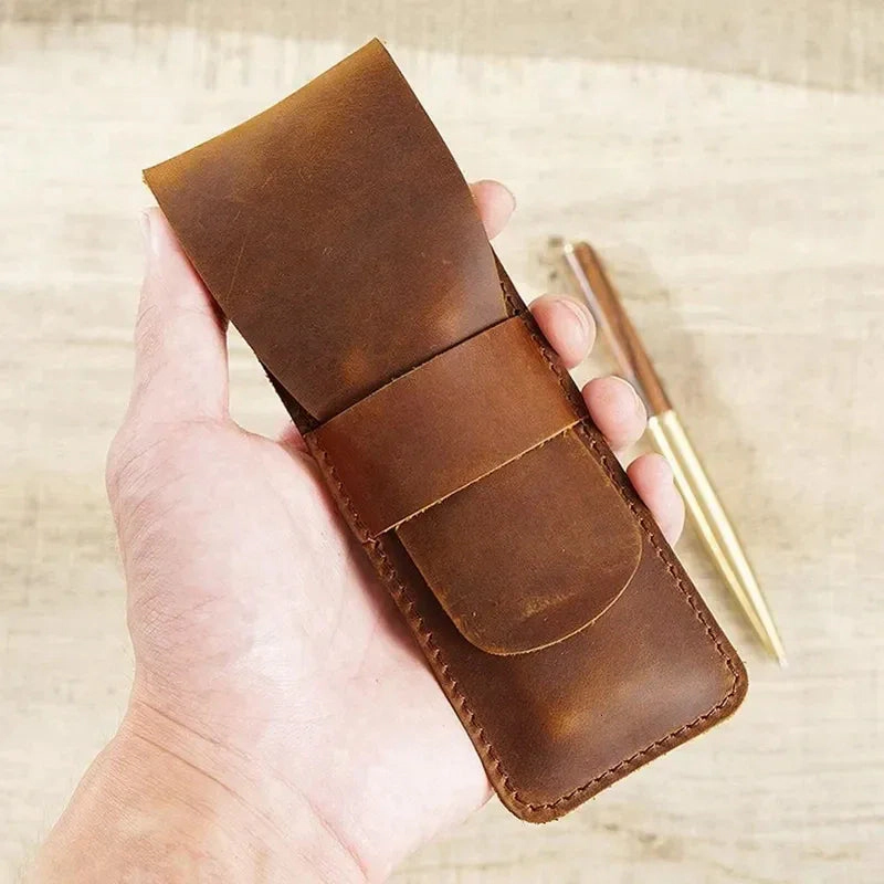 Steel Horse Leather Unisex Paiman Leather Pen Holder | Handmade Leather Fountain Pen Pouch