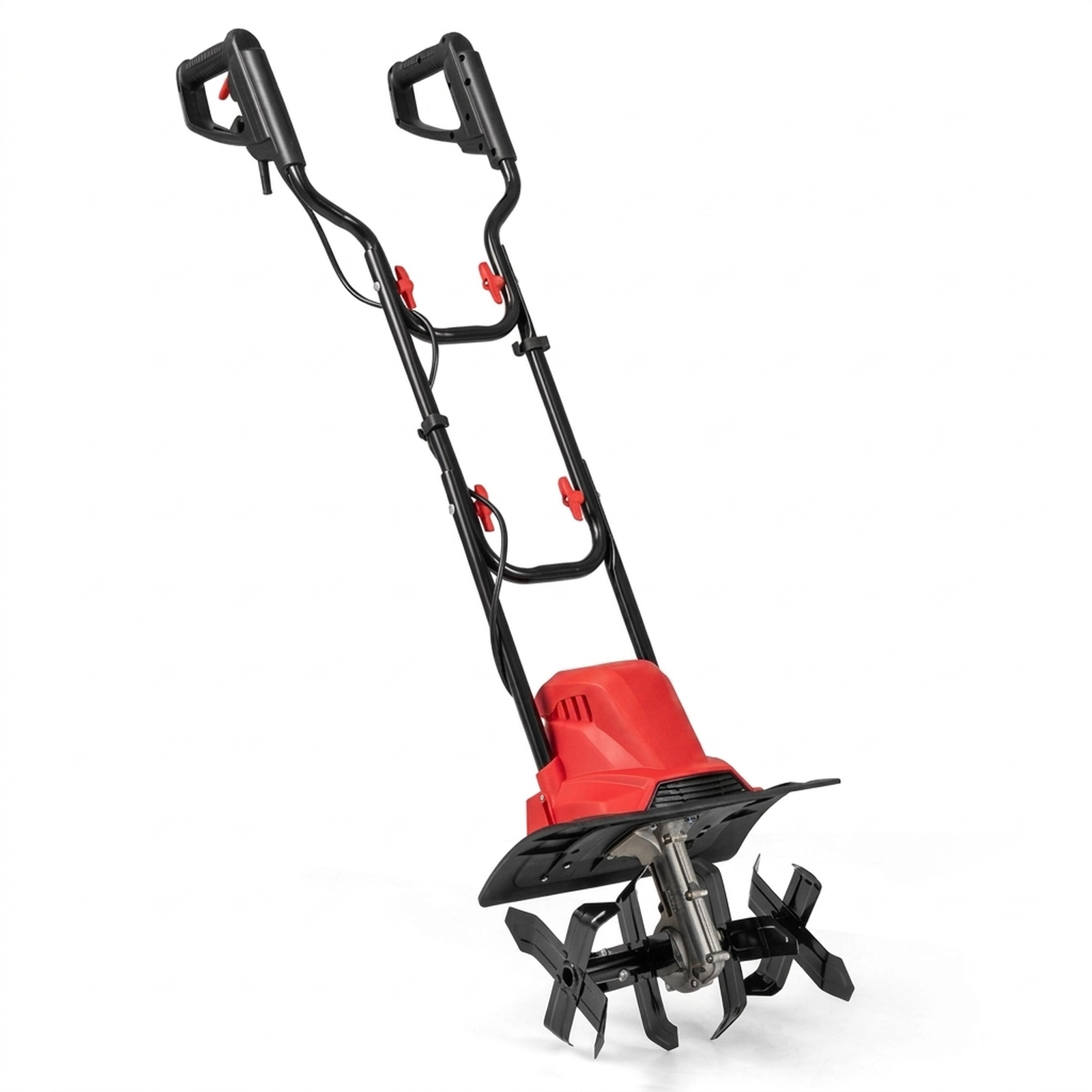 SUGIFT 10 Amp Corded Electric Tiller Cultivator with Safety Lock 14-in Working Width 9-in Working Depth Red/Yellow
