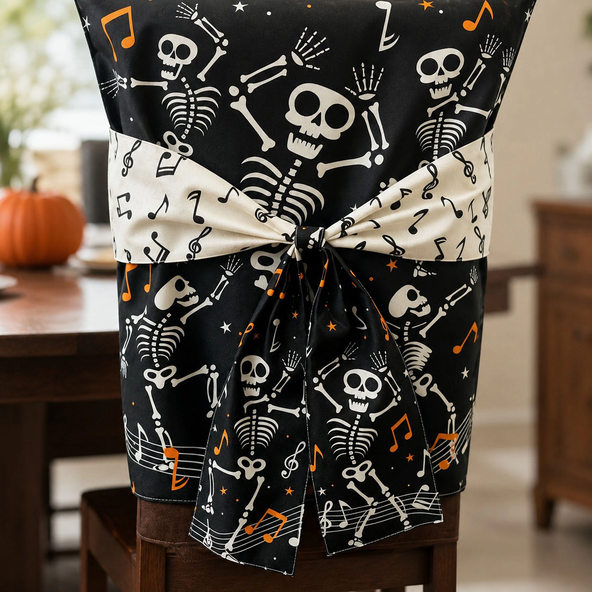 Alilang Halloween Decorative Bow Dining Chair Back Cover