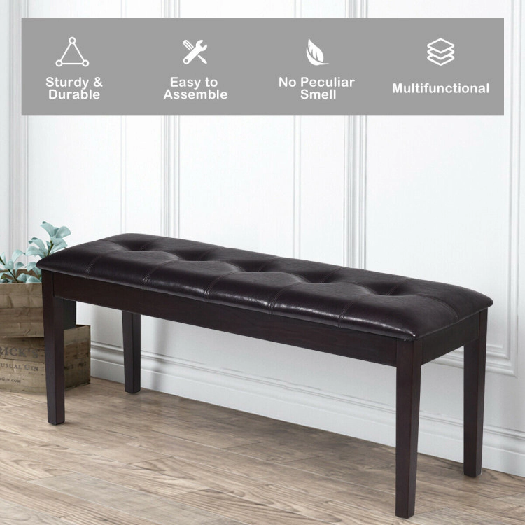 Hivvago Upholstered Dining Room PU Bench Solid Wood Button Tufted