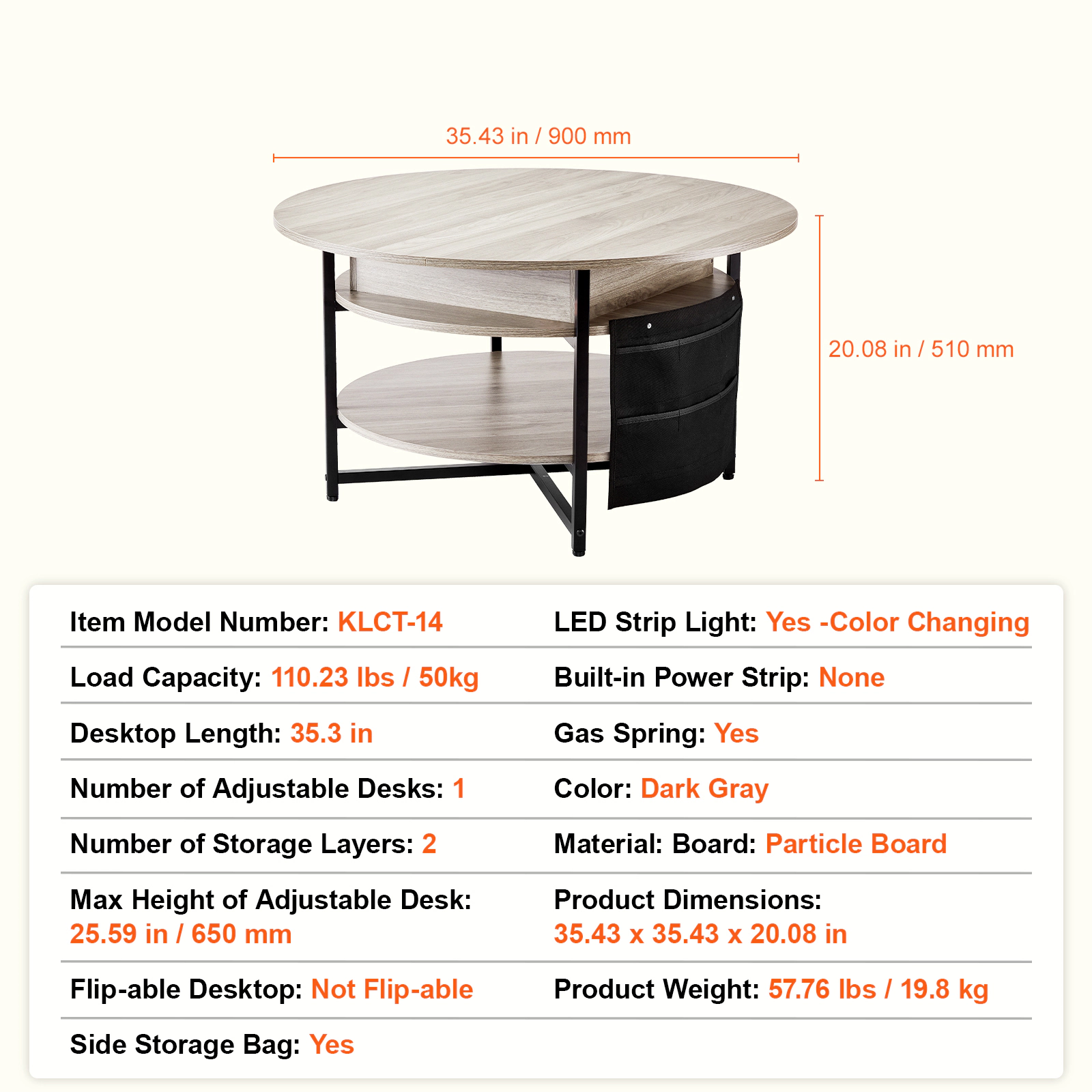 HONGGE Lift Top Coffee Table Coffee Table with Storage Coffee Table for Living Room