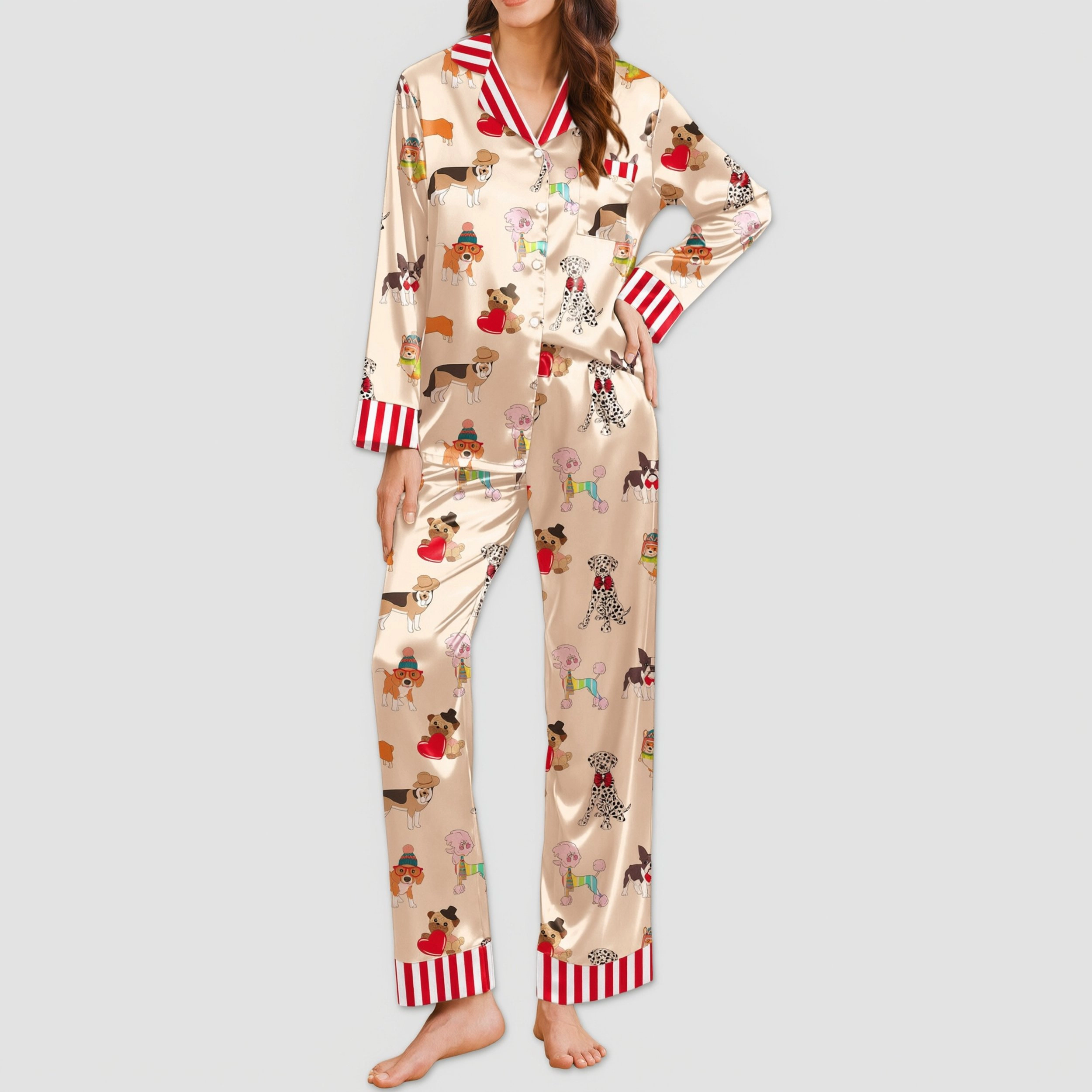 Ekouaer Silk Pajamas Funny Graphic Pajama Set Satin Sets Lounge Panda Print