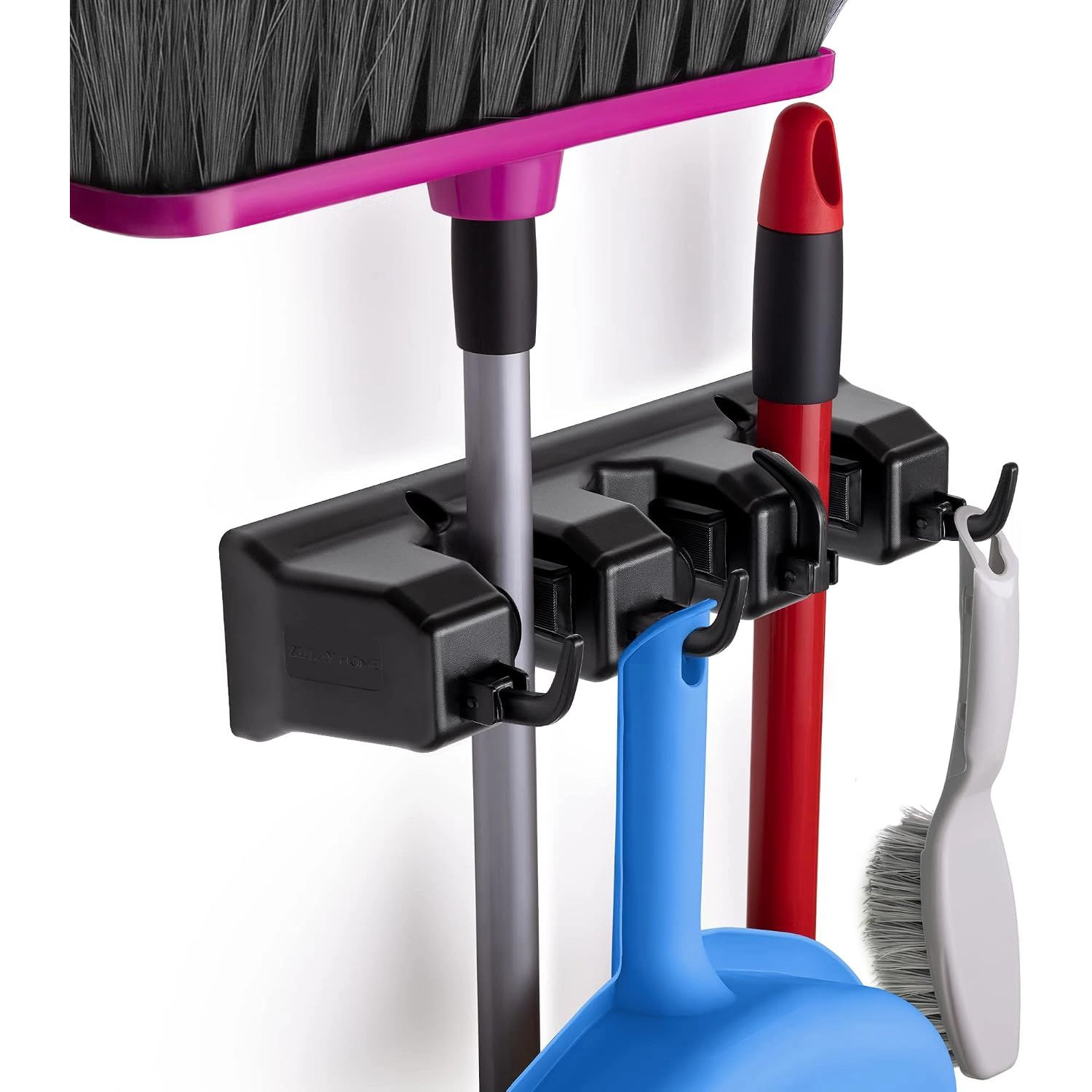 Zulay Home Mop and Broom Organizer Wall Mount - Holder for Storing Cleaning Supplies