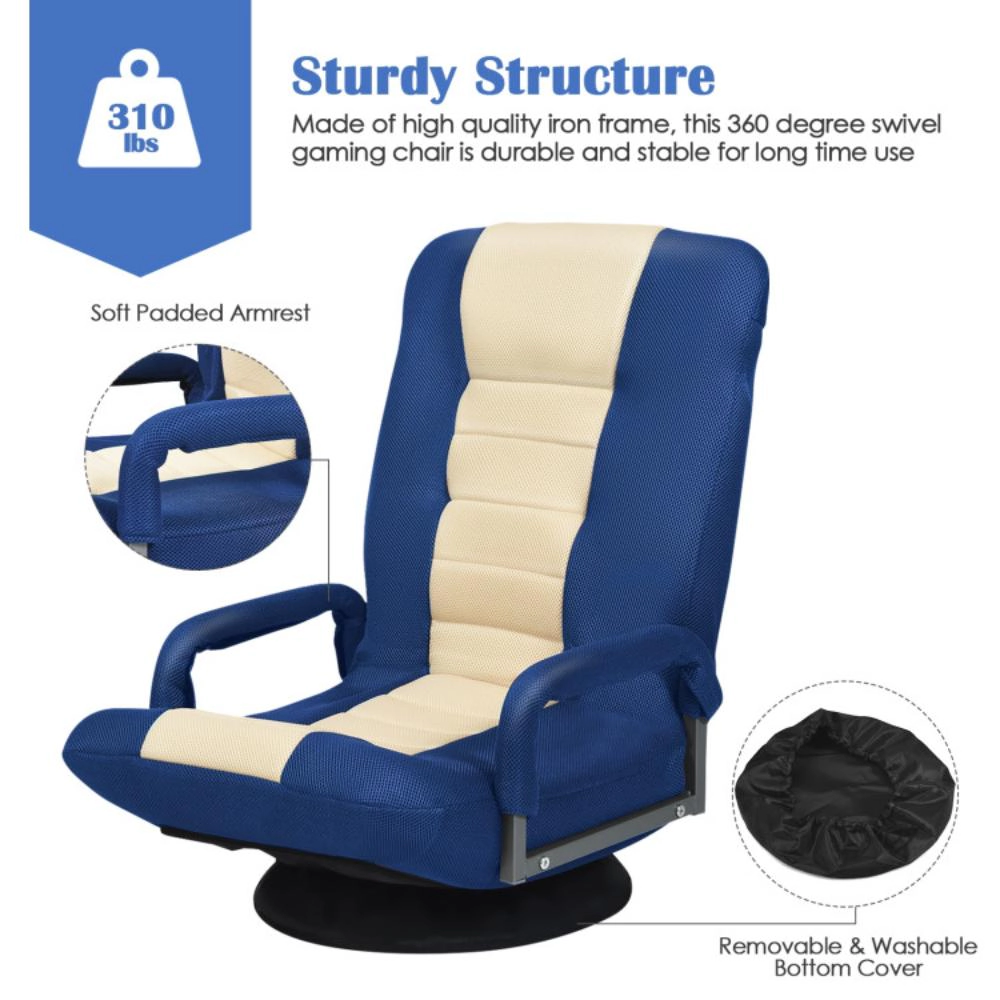 Hivvago 360-Degree Swivel Gaming Floor Chair With Foldable Adjustable Backrest