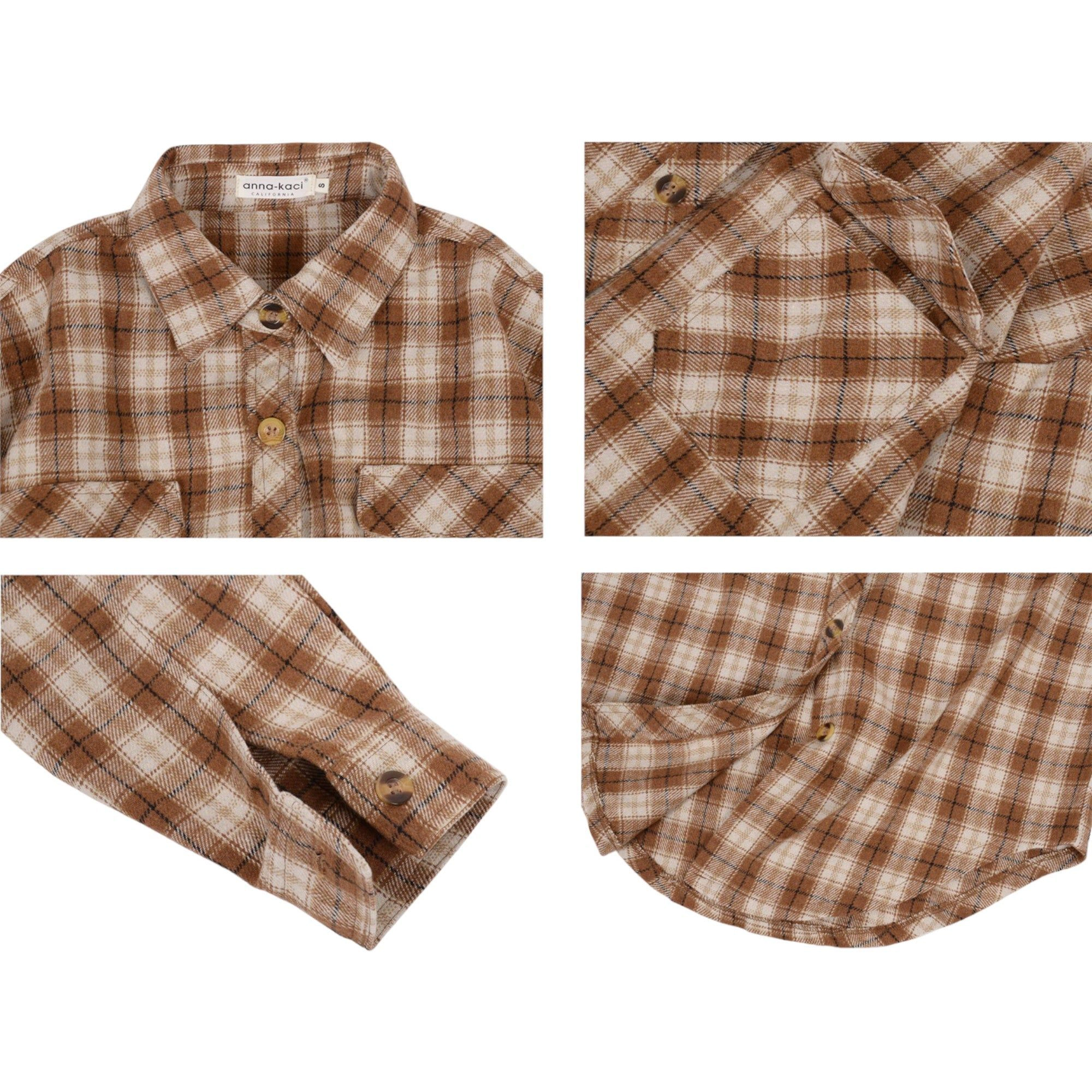 Anna-Kaci Women's Plaid Shacket Jacket Button Down Fall Shirts Coat