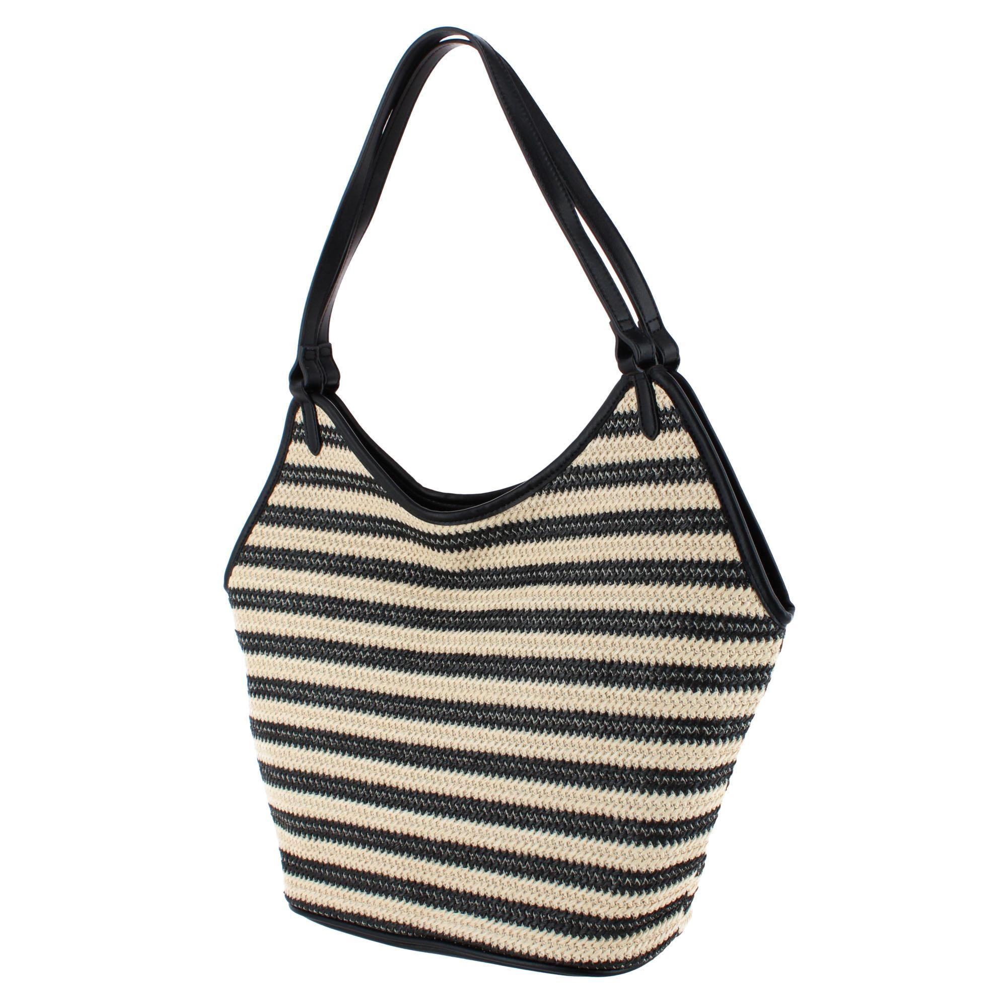 CTM Women's Synthetic Stripe Tote Handbag