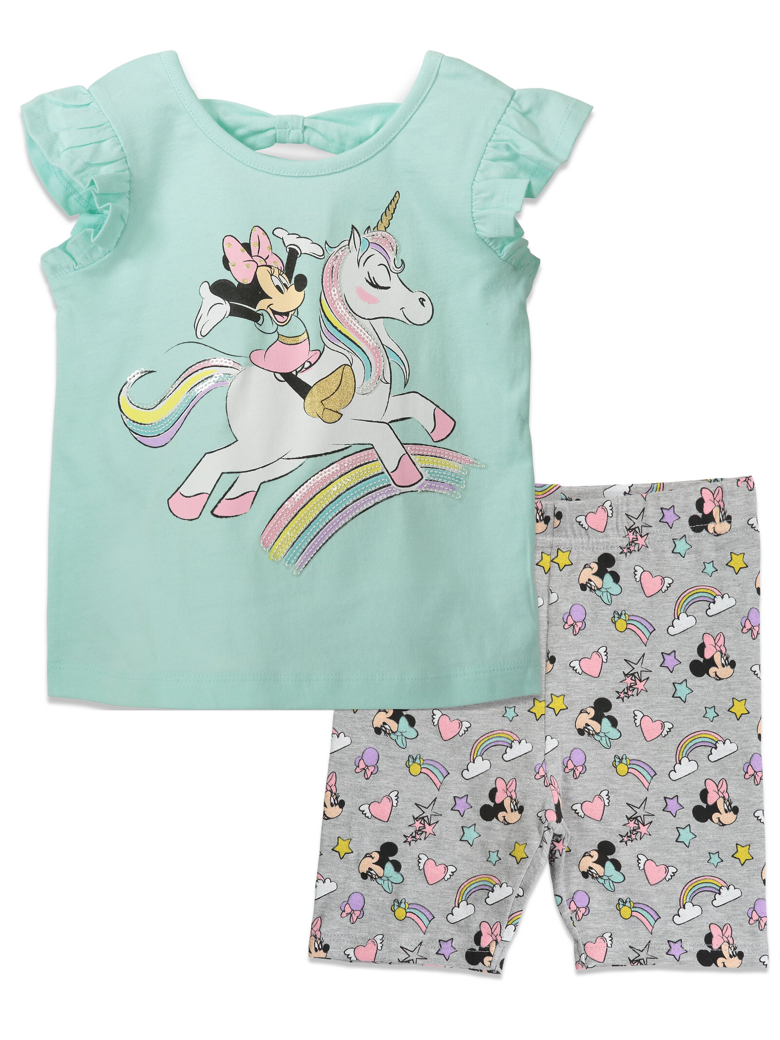 Disney Minnie Mouse Girls' 2-Piece T-Shirt and Bike Shorts Set