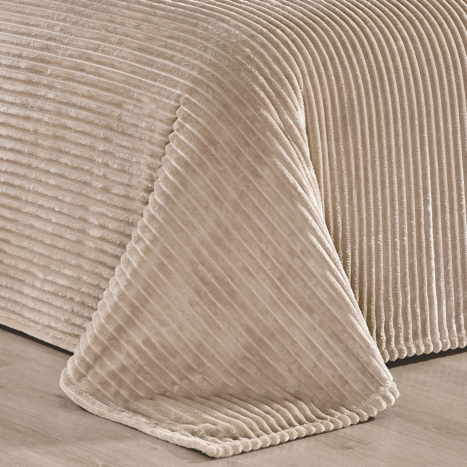 Plazatex Striata Lined Oversized All Season 100% Polyester Blanket King 108" x 90" Taupe