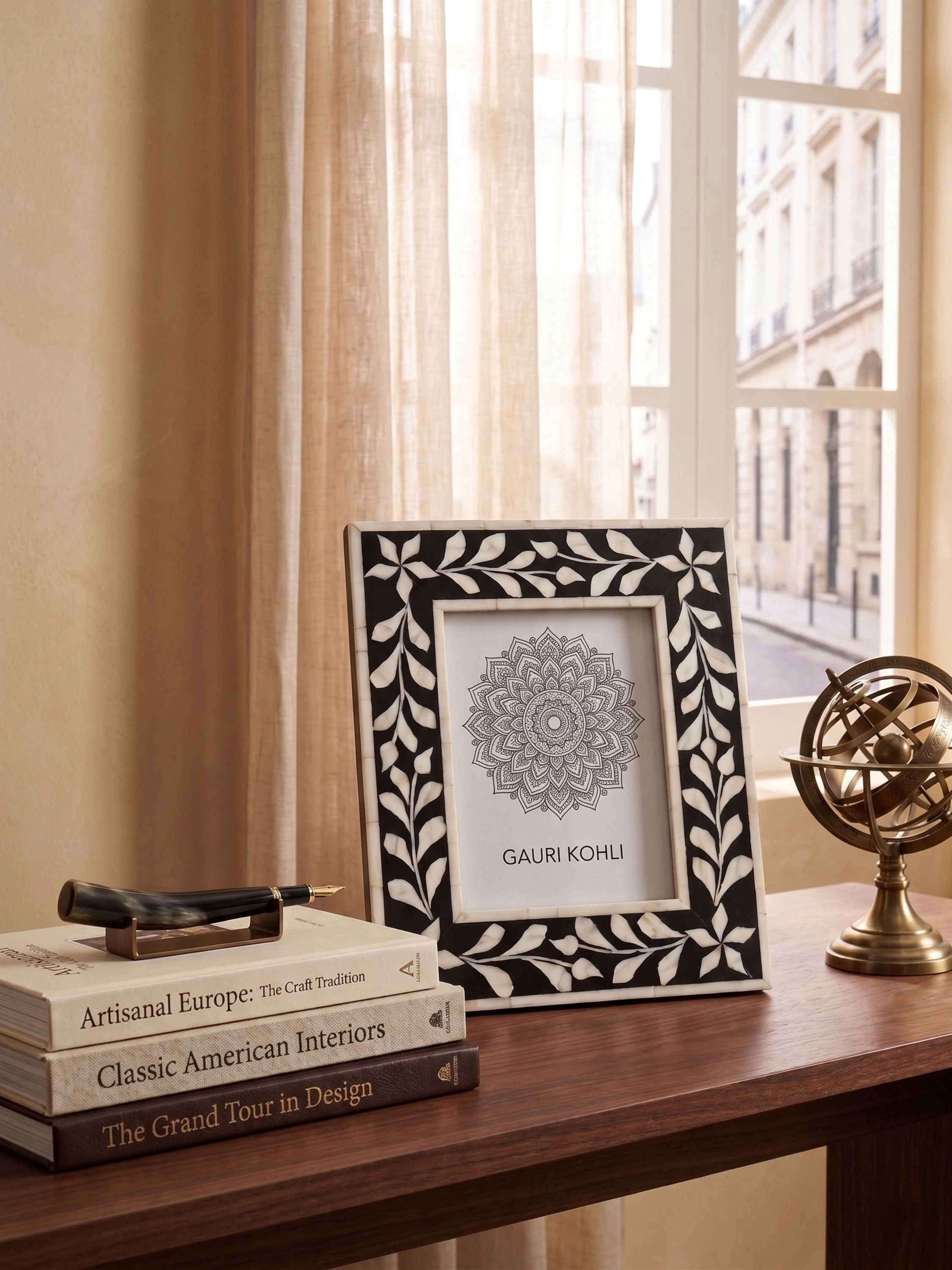 GAURI KOHLI Sirohi Bone Inlay Picture Frame, Black