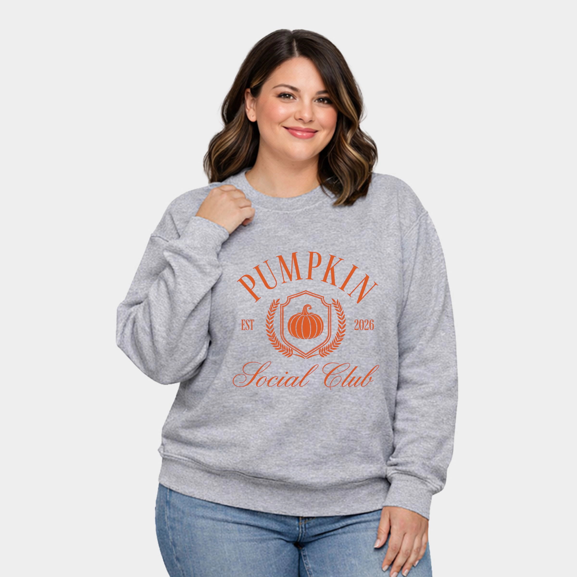 Simply Sage Market - Women's Plus Sweatshirt Pumpkin Social Club Laurel Leaf
