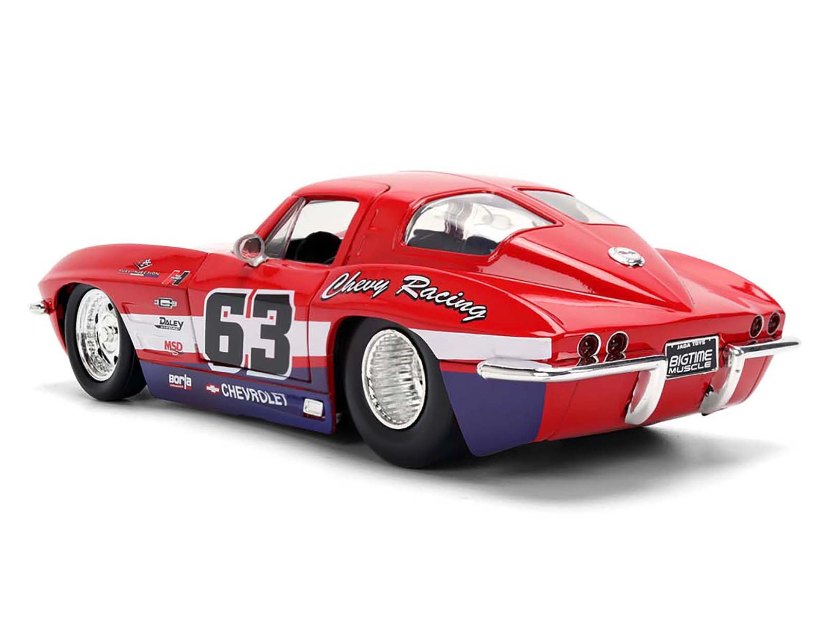 Jada 1963 Chevrolet Corvette Stingray #63 "Chevy Racing" Red with White and Blue Stripes "Bigtime Muscle"
