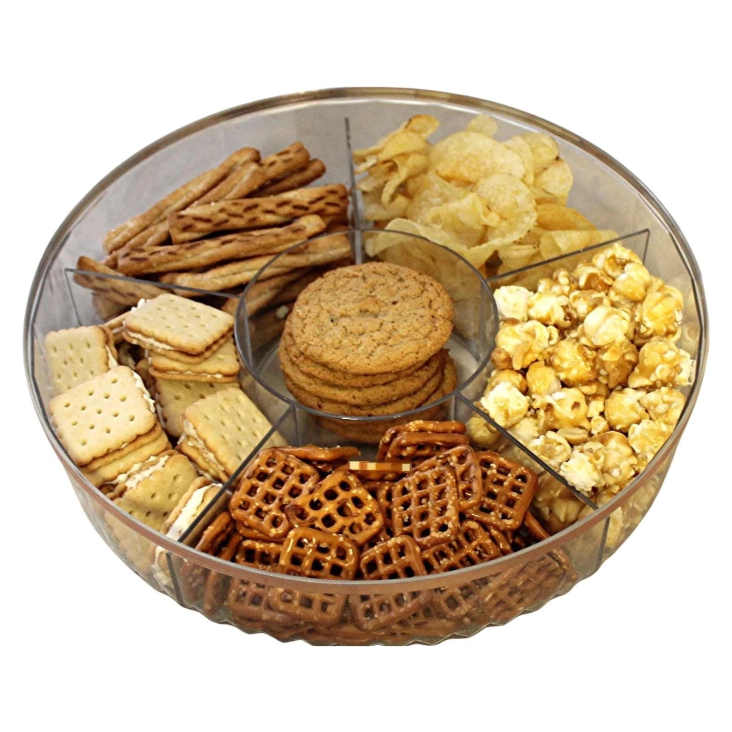 Home Collection Clear 6-Compartment Snack Serving Tray with Lid