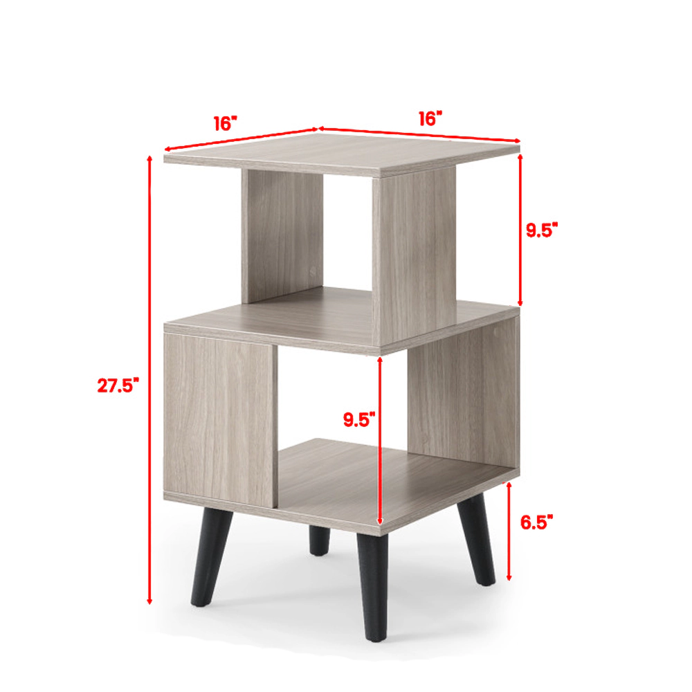 Hivvago Set of 2 Three-Tier Geometric Bookcases with Open Display Shelves