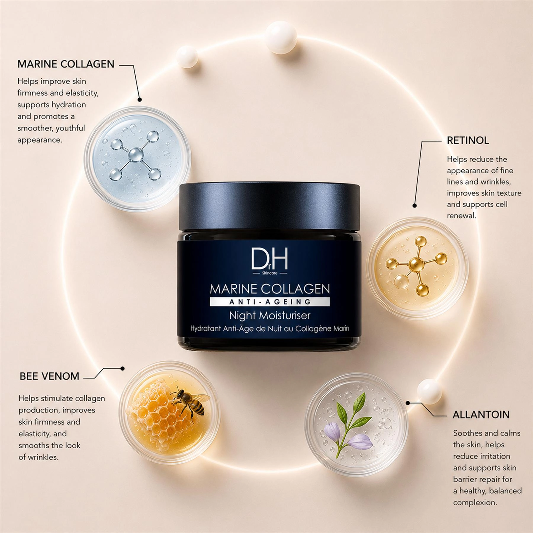 Dr H Marine Collagen Night Moisturiser 60ml