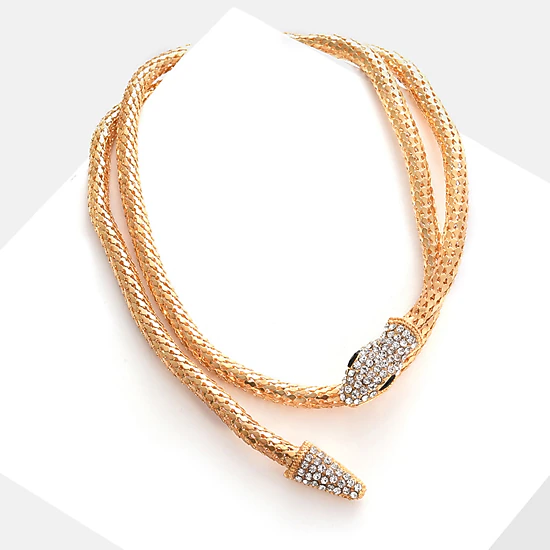 SOHI Women's Gold Snakehead Statement Necklace