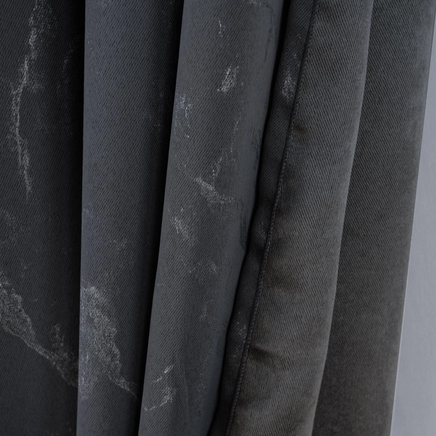 RT Designer Collection Heidi Halo Foil Blackout Luxurious Decorative Grommet Curtain Panel 54" x 90" Black