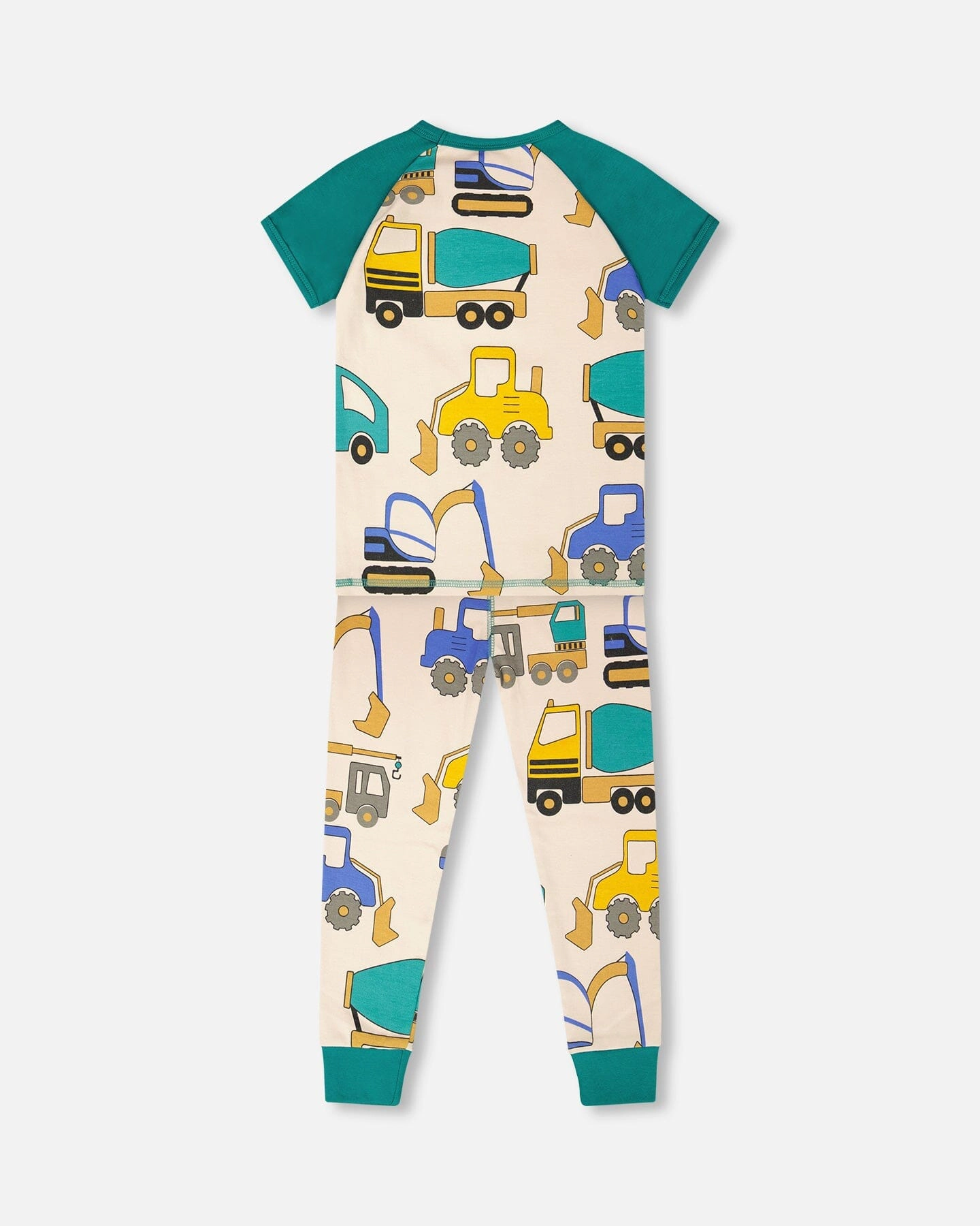 Deux par Boys Organic Cotton Truck Print Top and Pants Two-Piece Pyjama Set