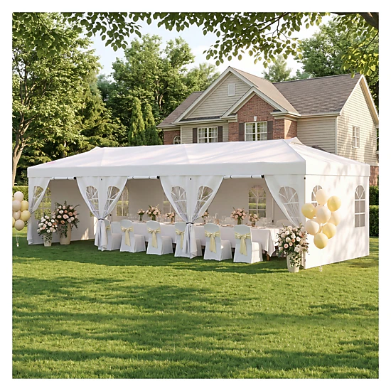 Glintex 10 x 30-Foot Pop-Up Canopy with Three Heights and 17 Stakes ...